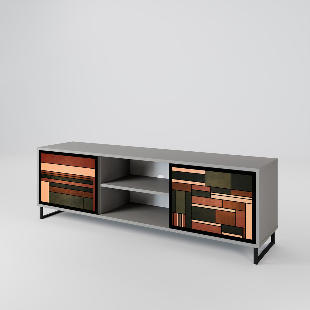 FIGURES OF NATURE 2-Door TV Stand in Grey Finish