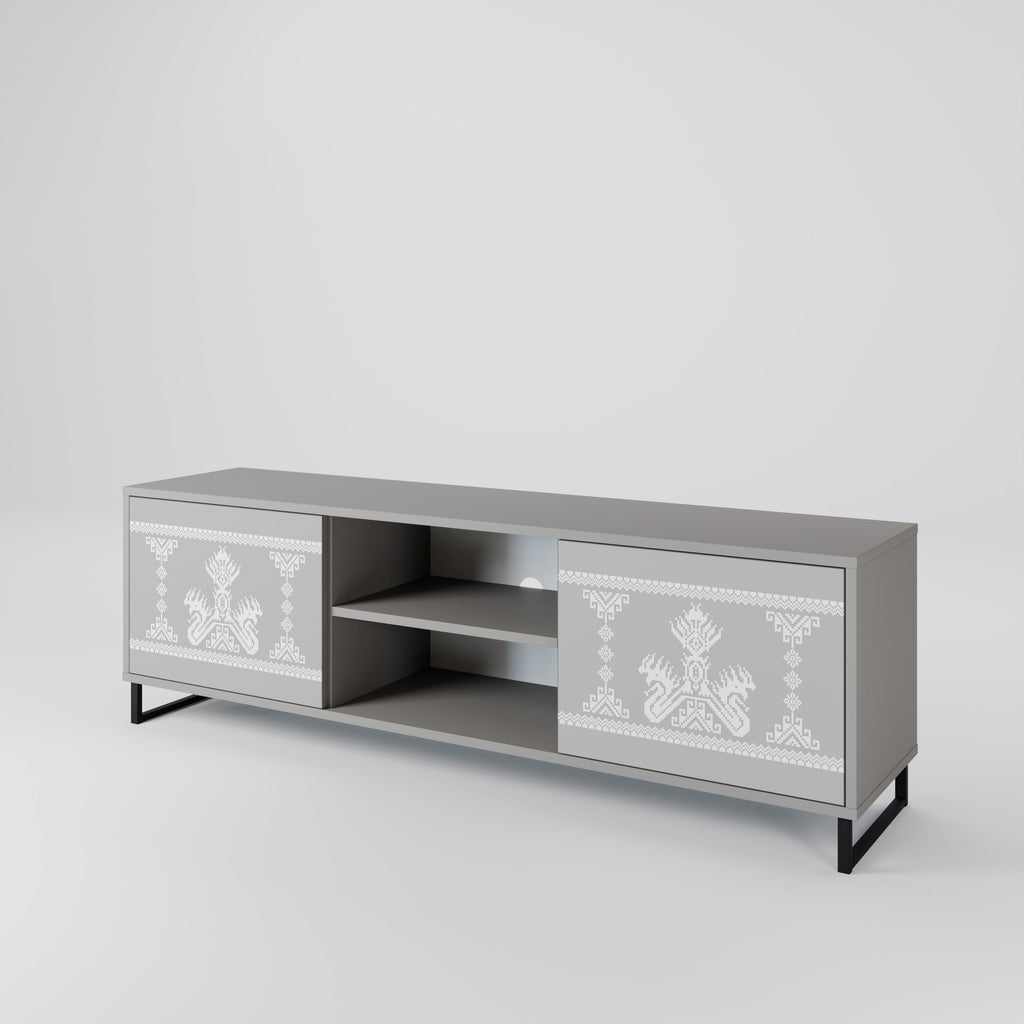 THAI GRAY 2-Door TV Stand in Grey Finish