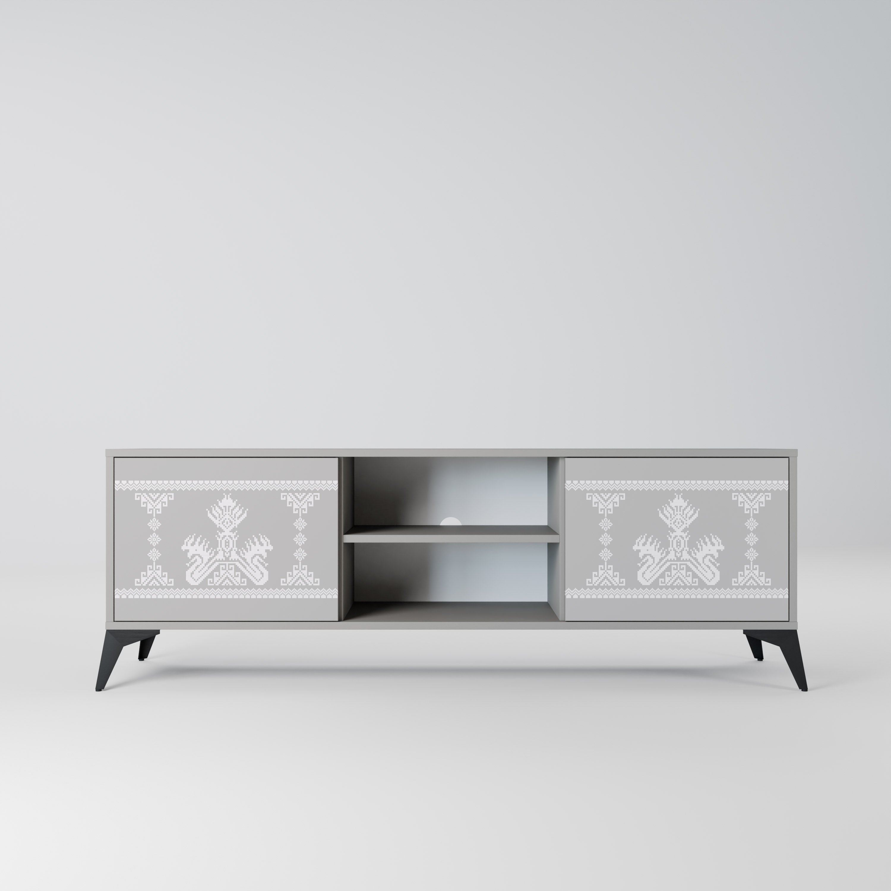THAI GRAY 2-Door TV Stand in Grey Finish