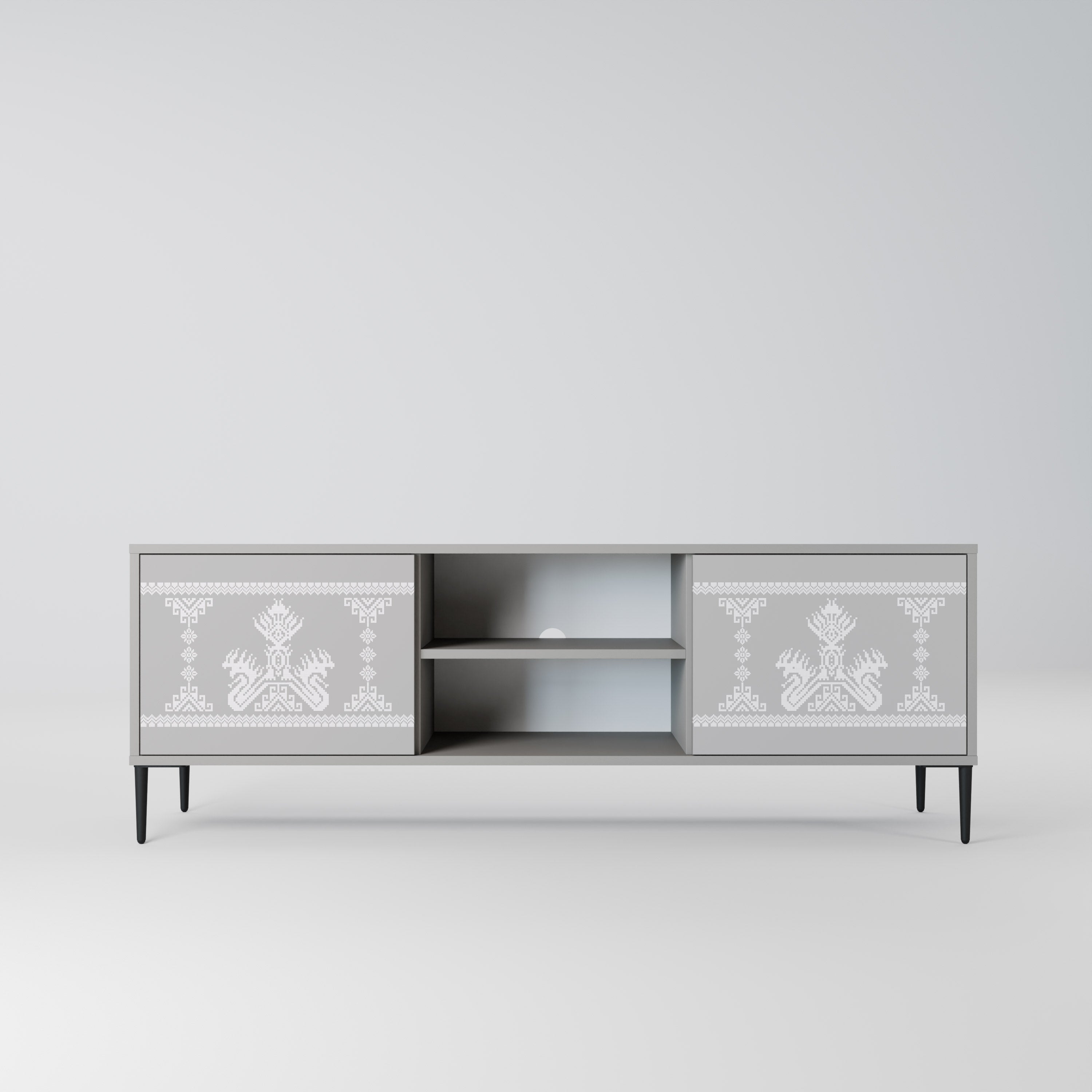 THAI GRAY 2-Door TV Stand in Grey Finish