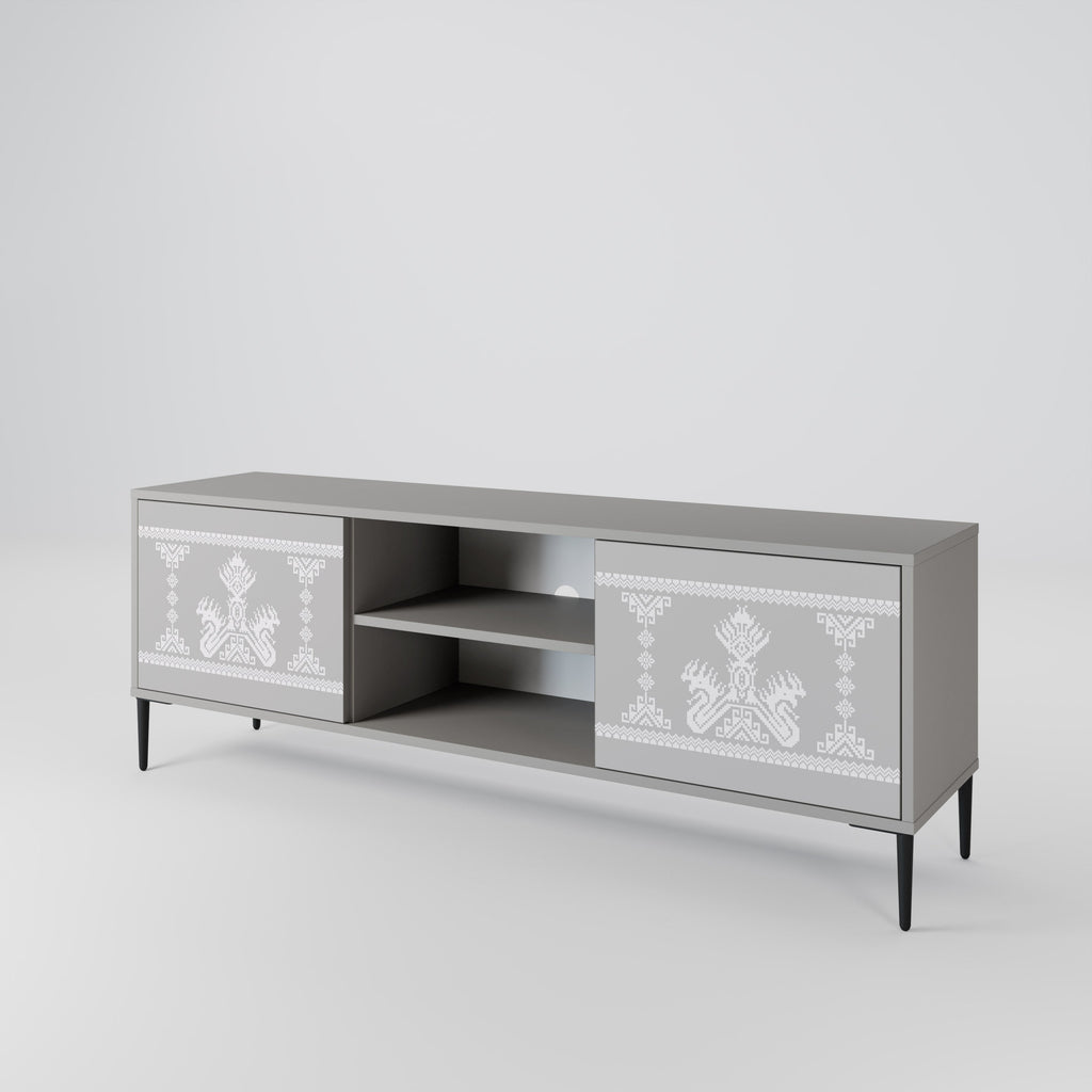 THAI GRAY 2-Door TV Stand in Grey Finish