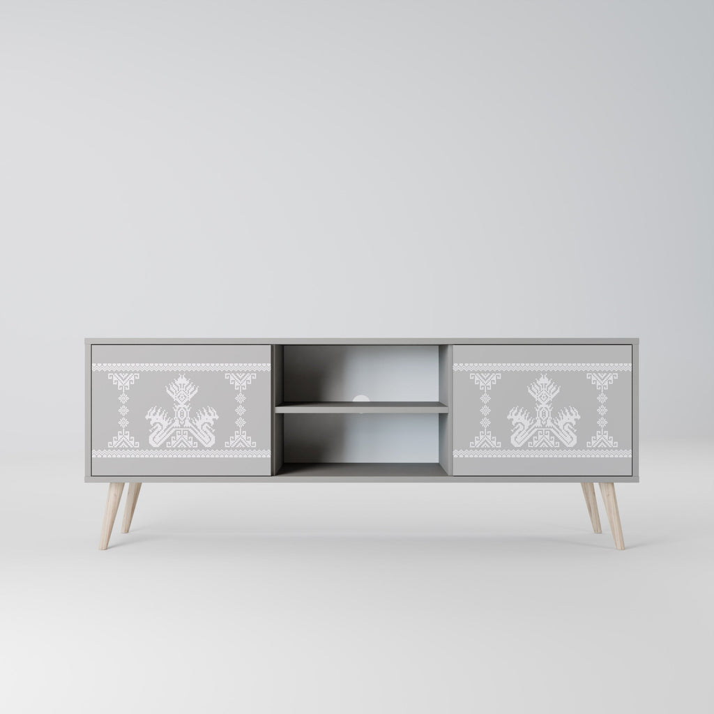 THAI GRAY 2-Door TV Stand in Grey Finish