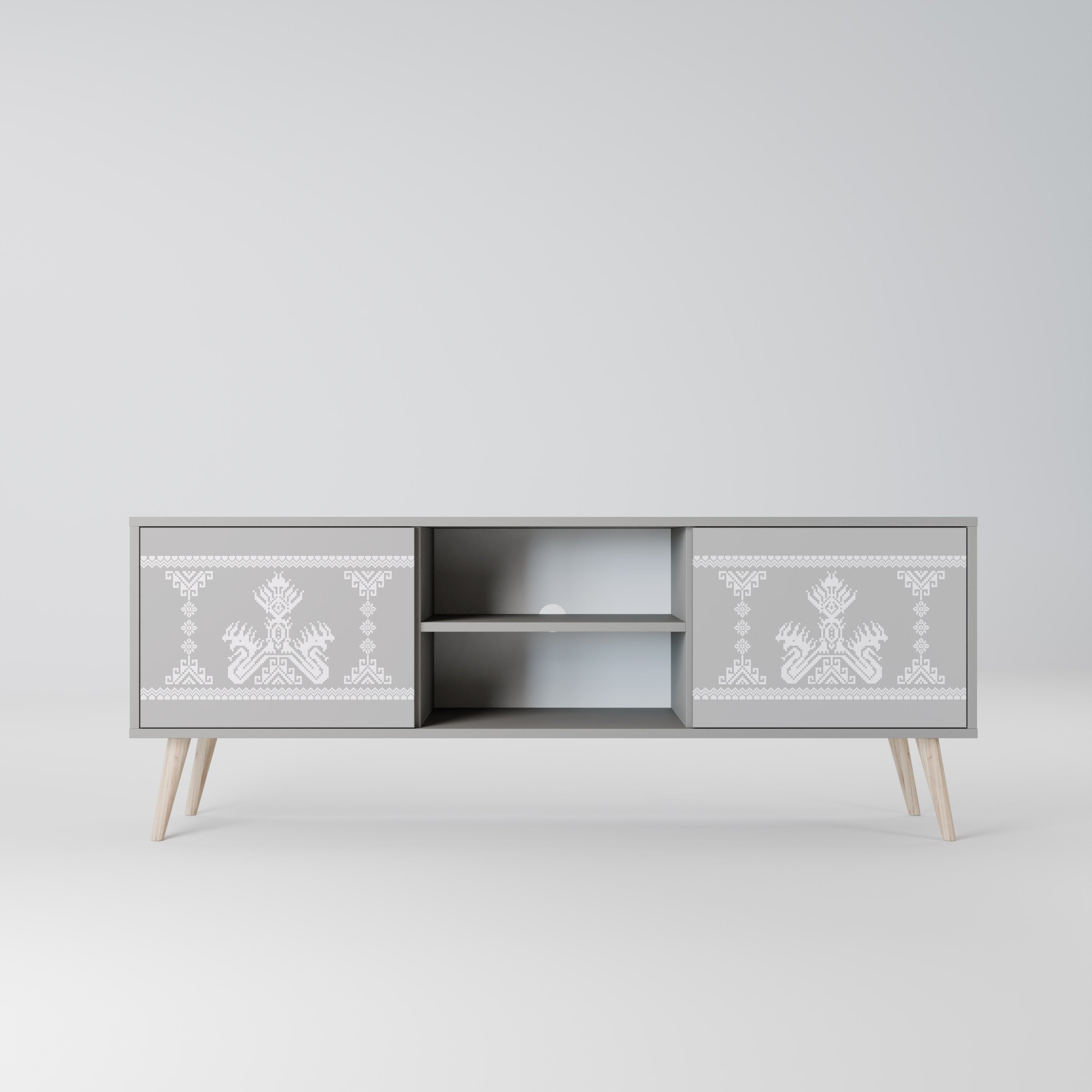 THAI GRAY 2-Door TV Stand in Grey Finish