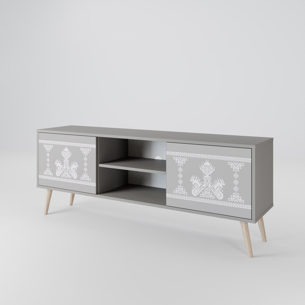 THAI GRAY 2-Door TV Stand in Grey Finish