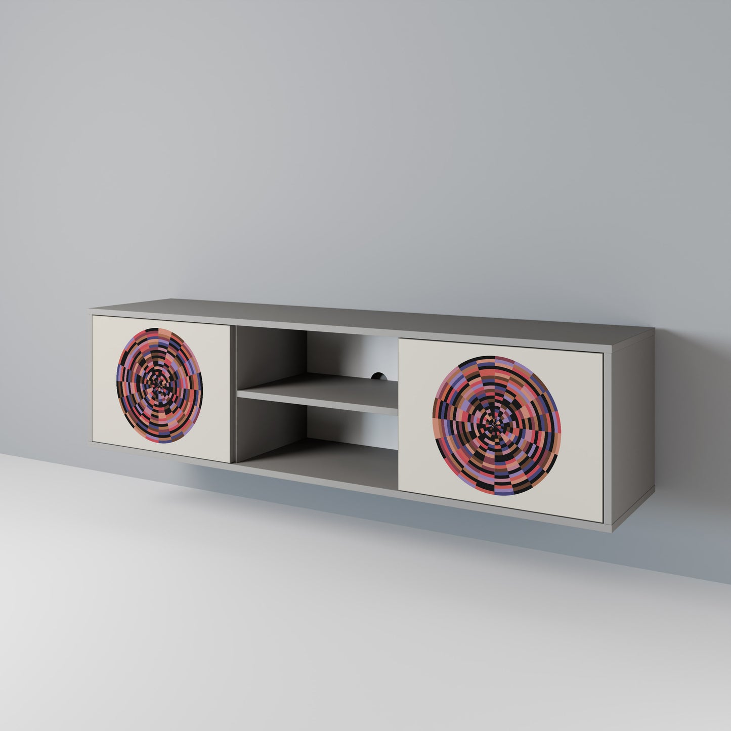 BROWN CIRCLES 2-Door TV Cabinet