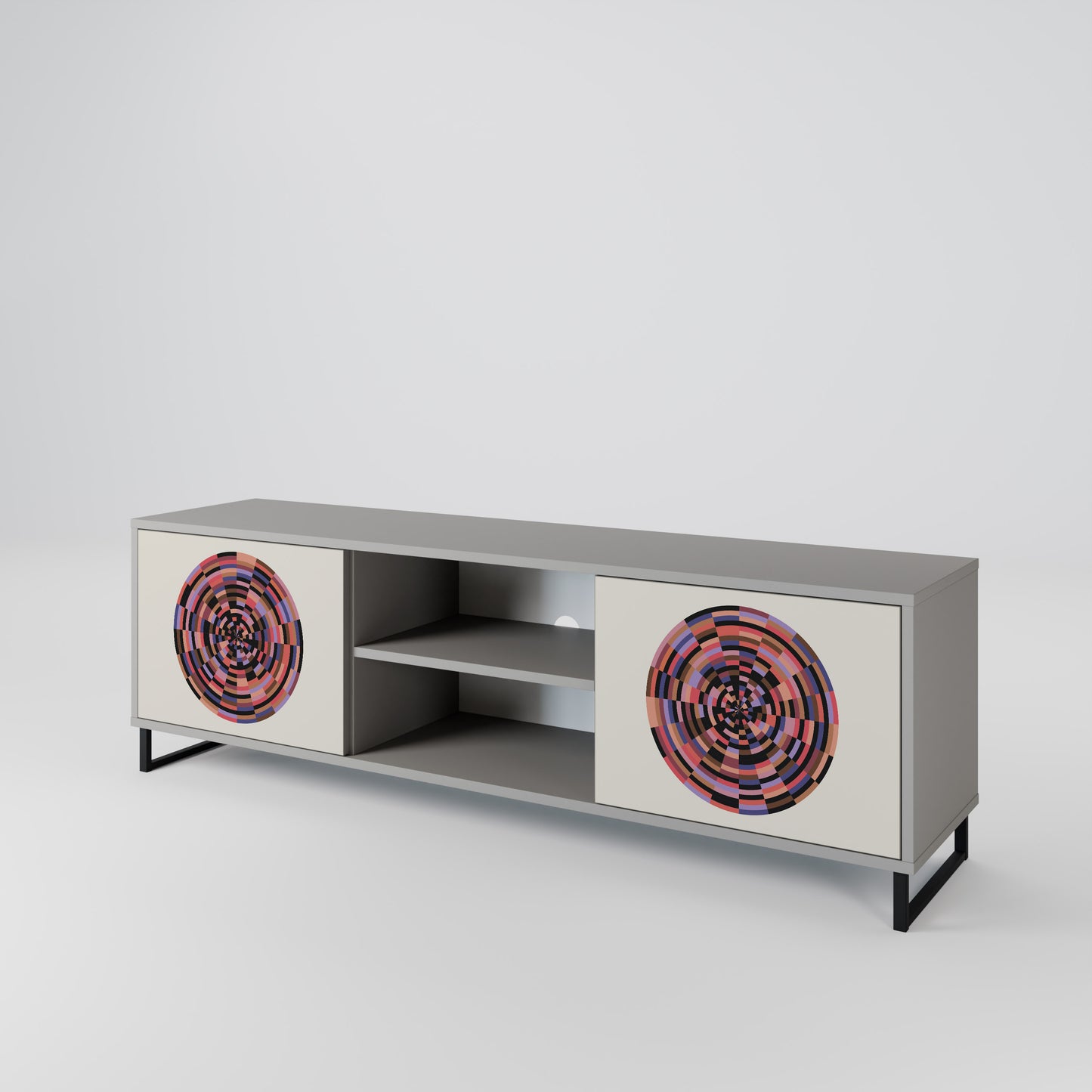 BROWN CIRCLES 2-Door TV Cabinet