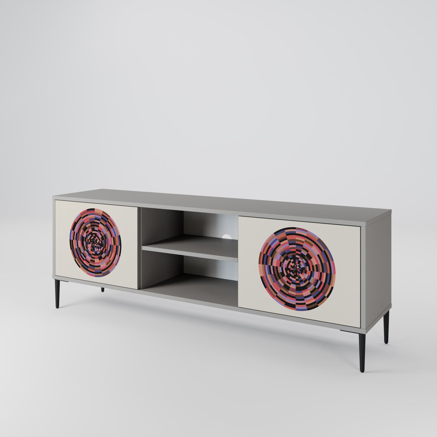 BROWN CIRCLES 2-Door TV Cabinet