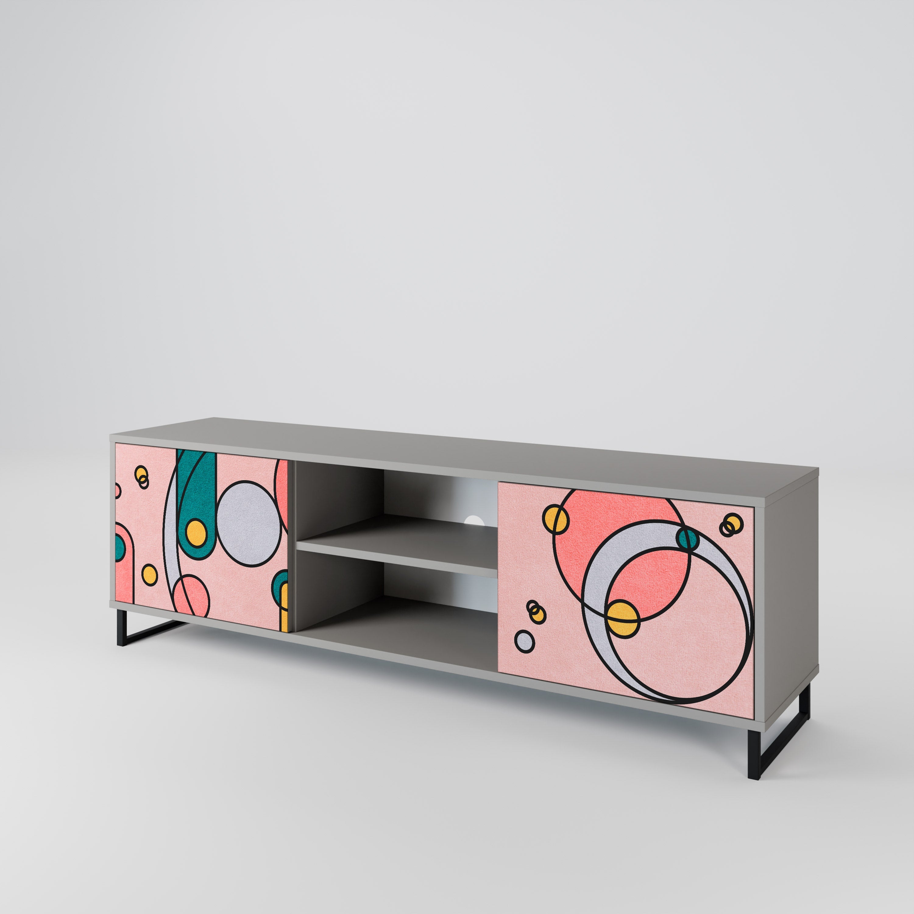 GOSSAMER ECHOES 2-Door TV Stand in Grey Finish