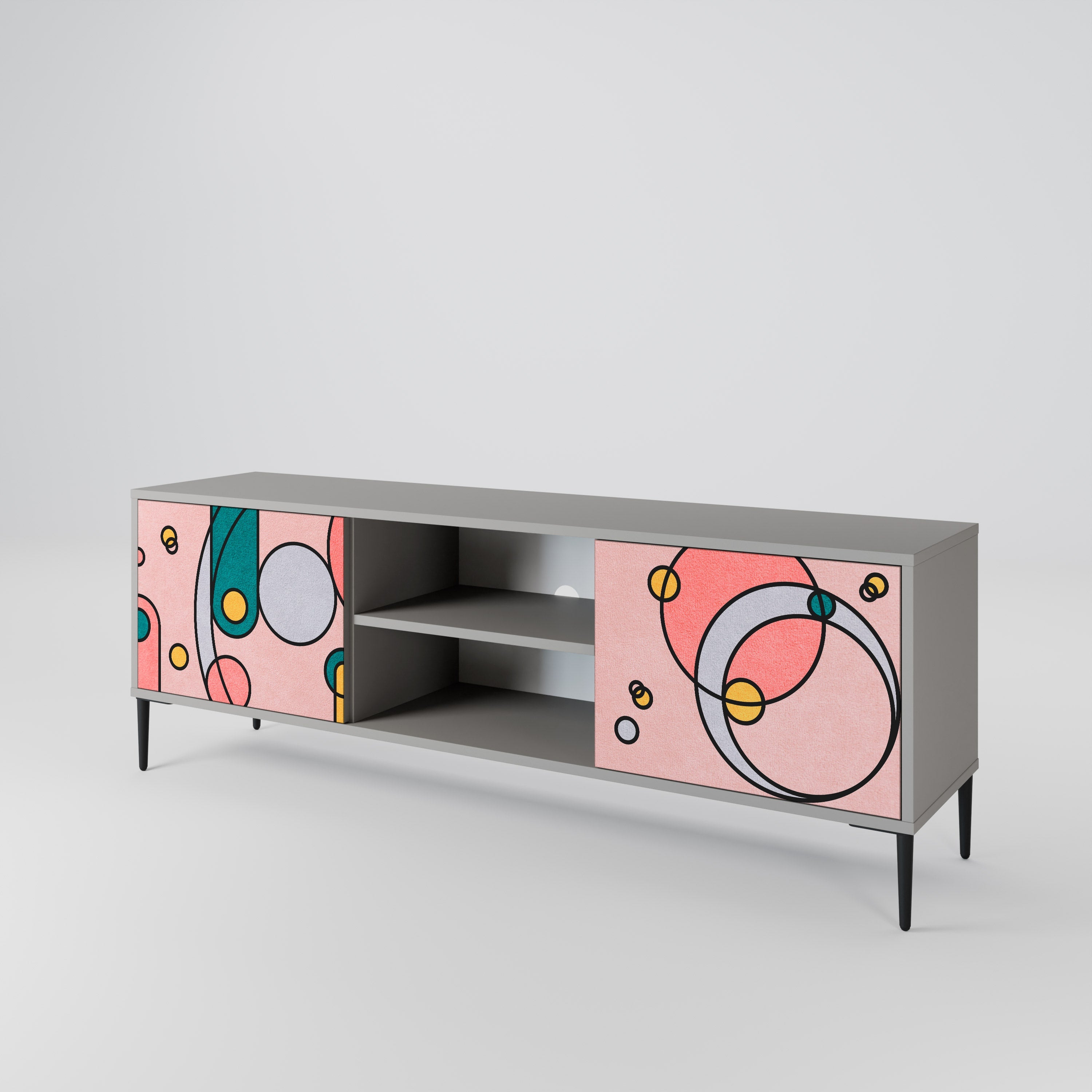 GOSSAMER ECHOES 2-Door TV Stand in Grey Finish