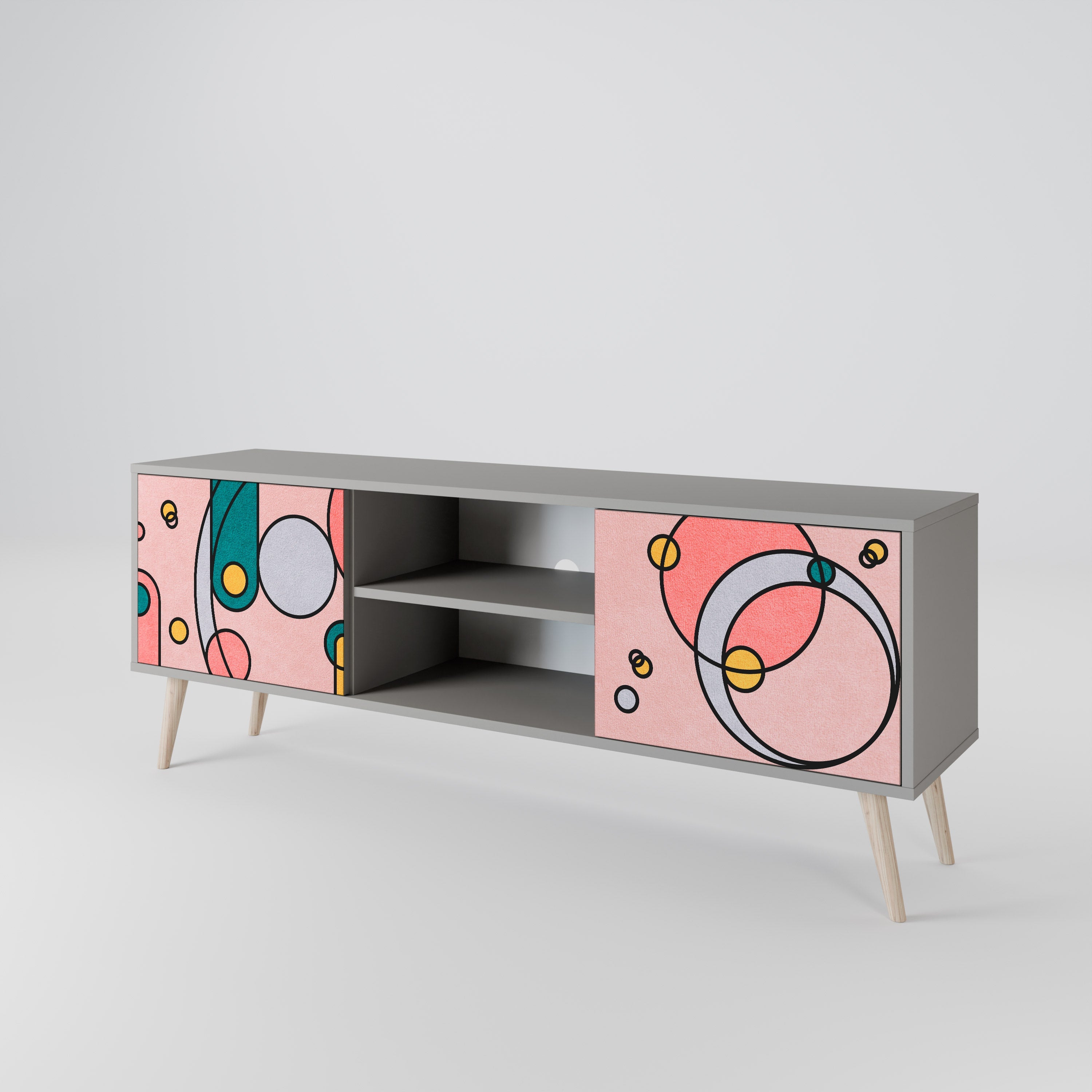 GOSSAMER ECHOES 2-Door TV Stand in Grey Finish