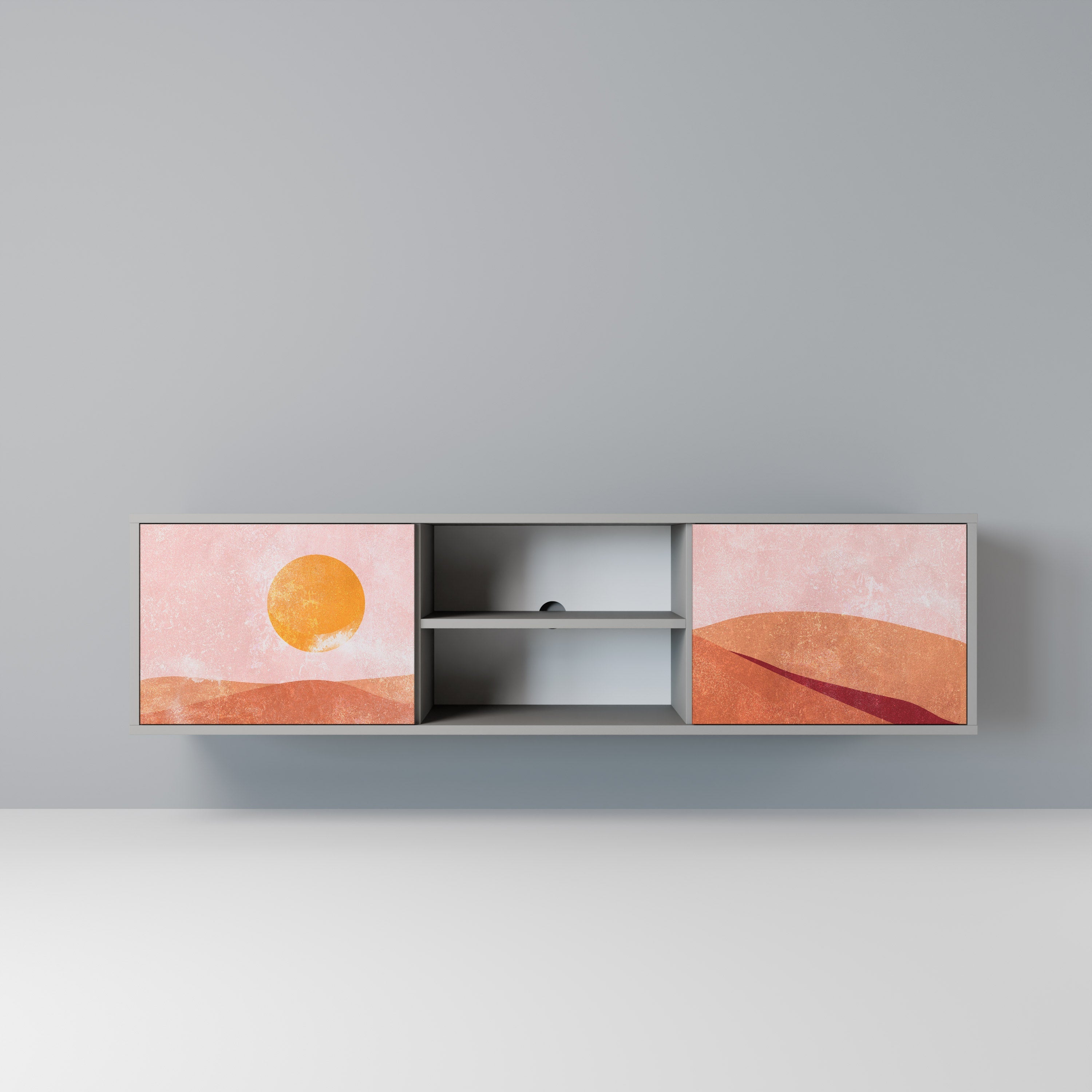 LUMINOUS SUNLIGHT 2-Door TV Stand in Grey Finish