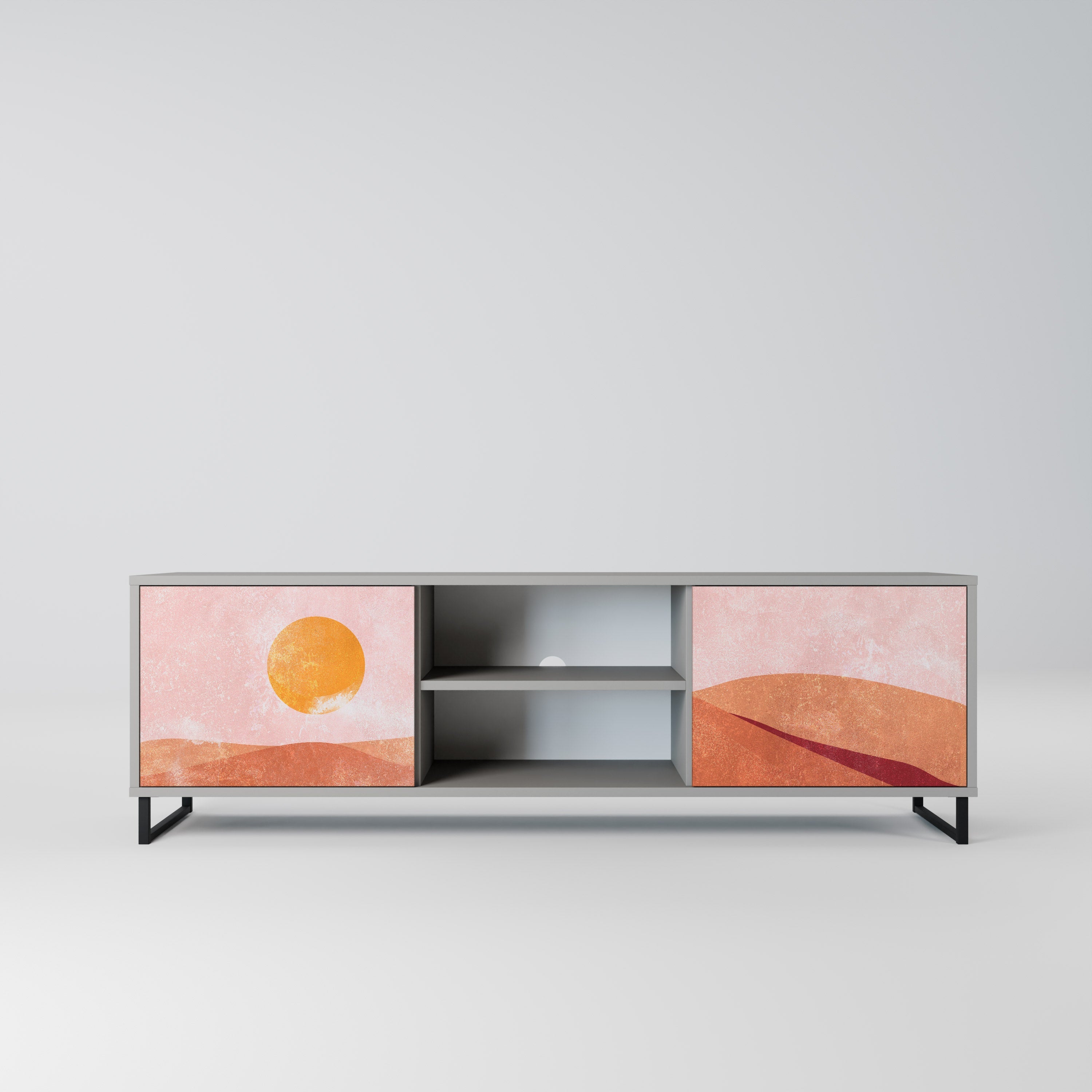 LUMINOUS SUNLIGHT 2-Door TV Stand in Grey Finish