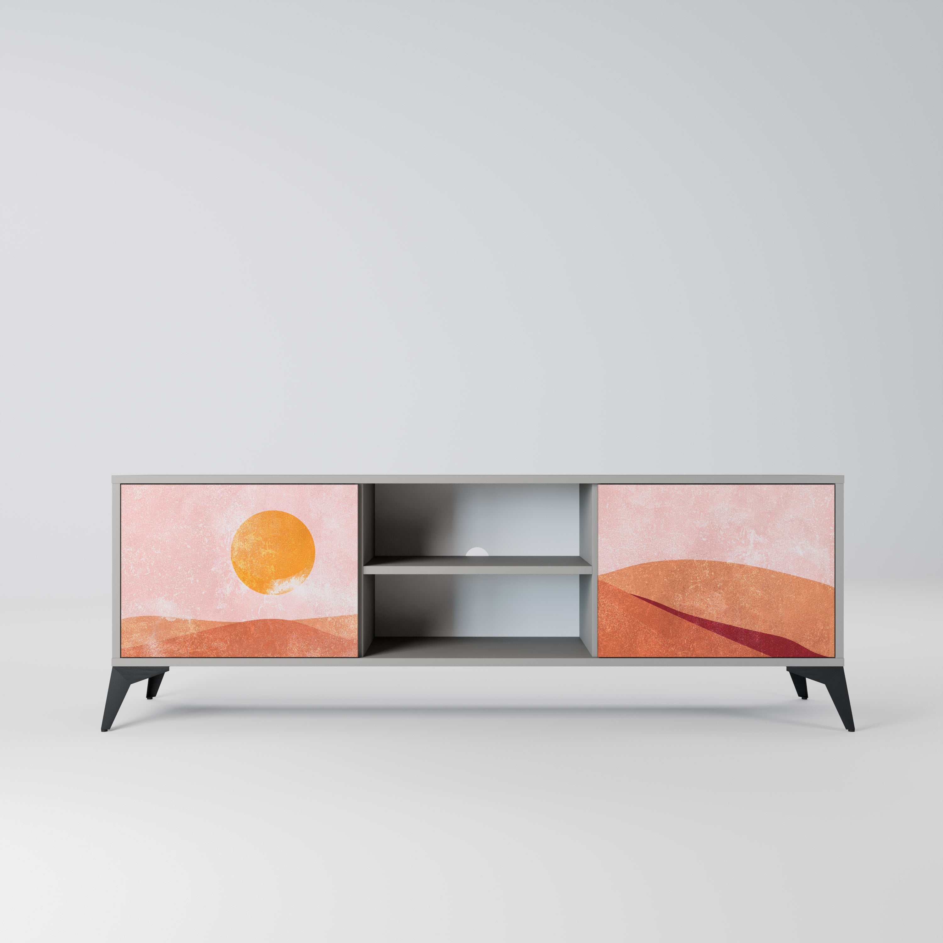 LUMINOUS SUNLIGHT 2-Door TV Stand in Grey Finish