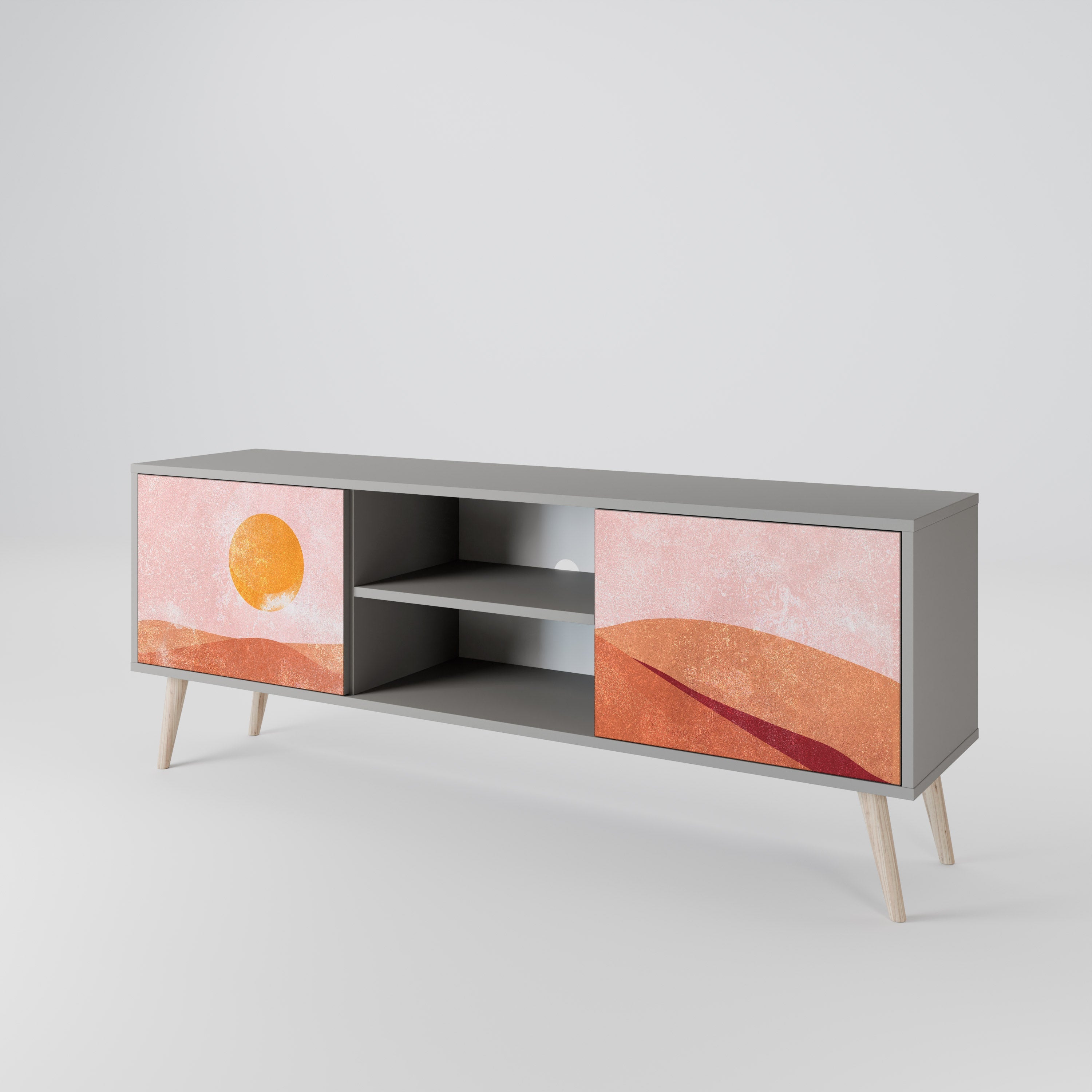 LUMINOUS SUNLIGHT 2-Door TV Stand in Grey Finish