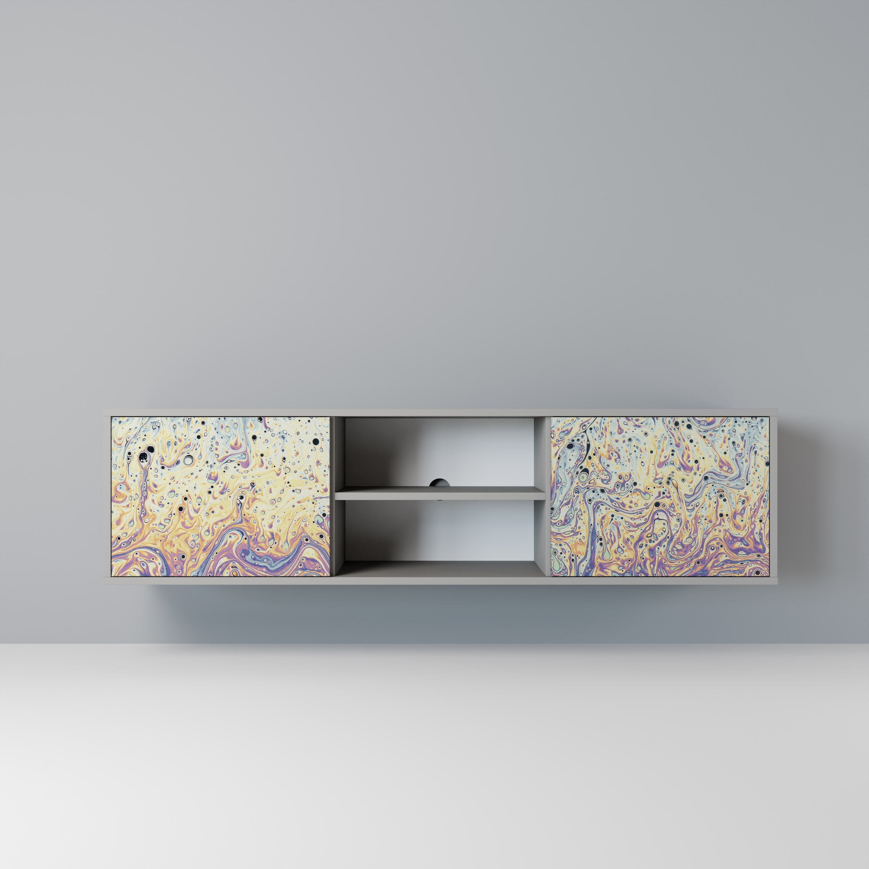 MOSAIC OF COLORS 2-Door TV Stand in Grey Finish