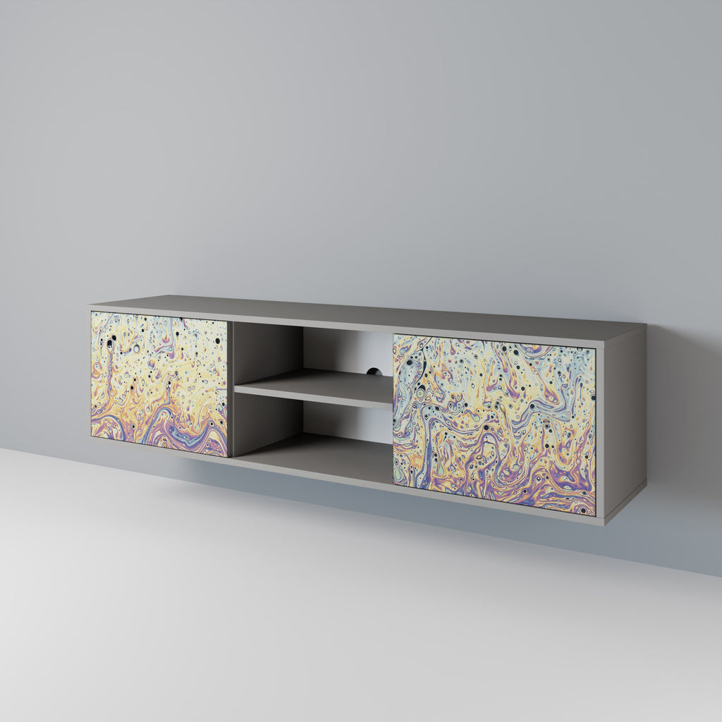 Meuble TV 2 portes MOSAIC OF COLORS finition grise