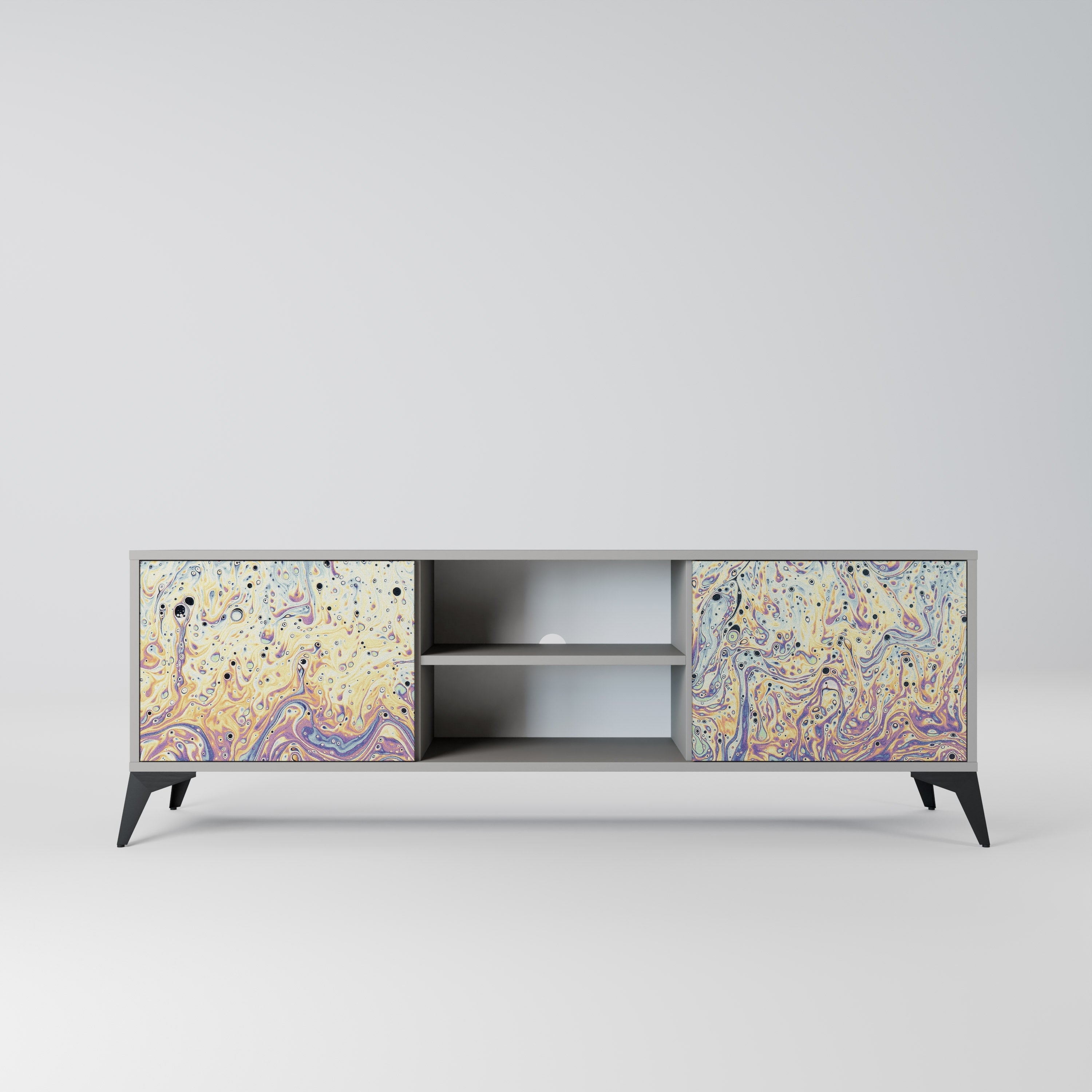 MOSAIC OF COLORS 2-Door TV Stand in Grey Finish