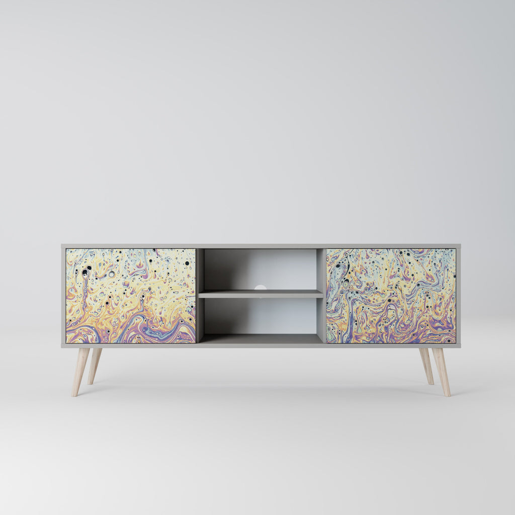 Meuble TV 2 portes MOSAIC OF COLORS finition grise