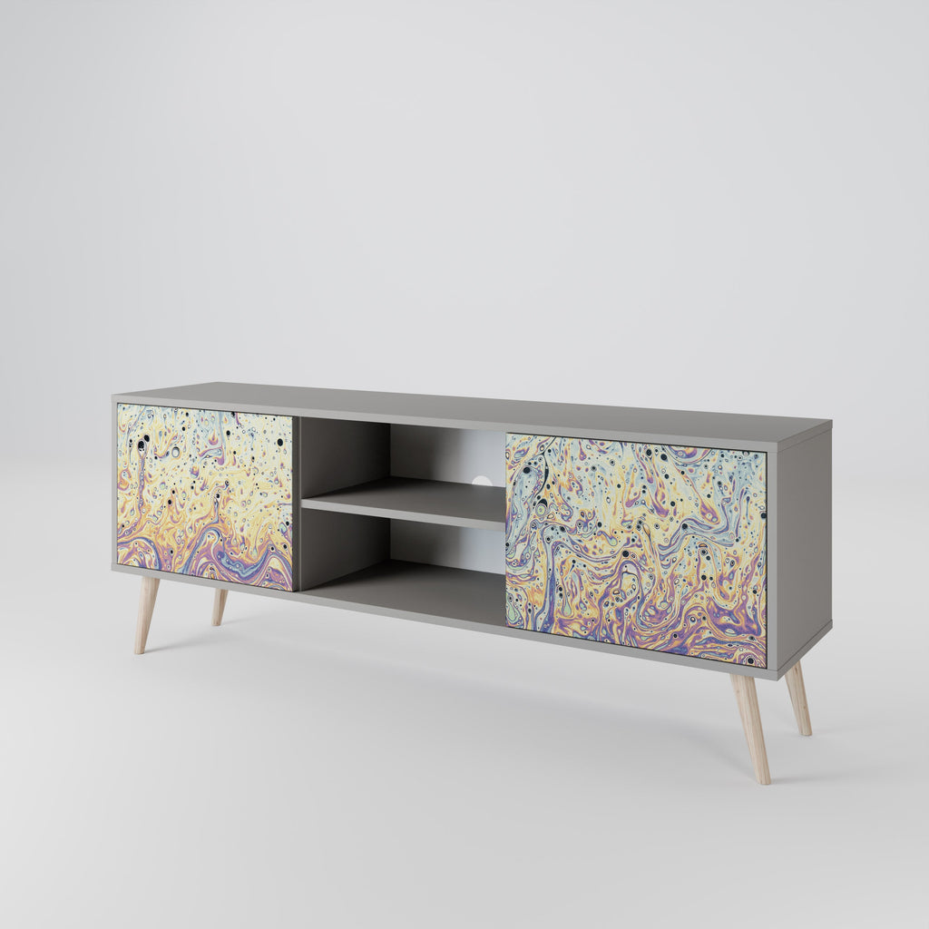 Meuble TV 2 portes MOSAIC OF COLORS finition grise