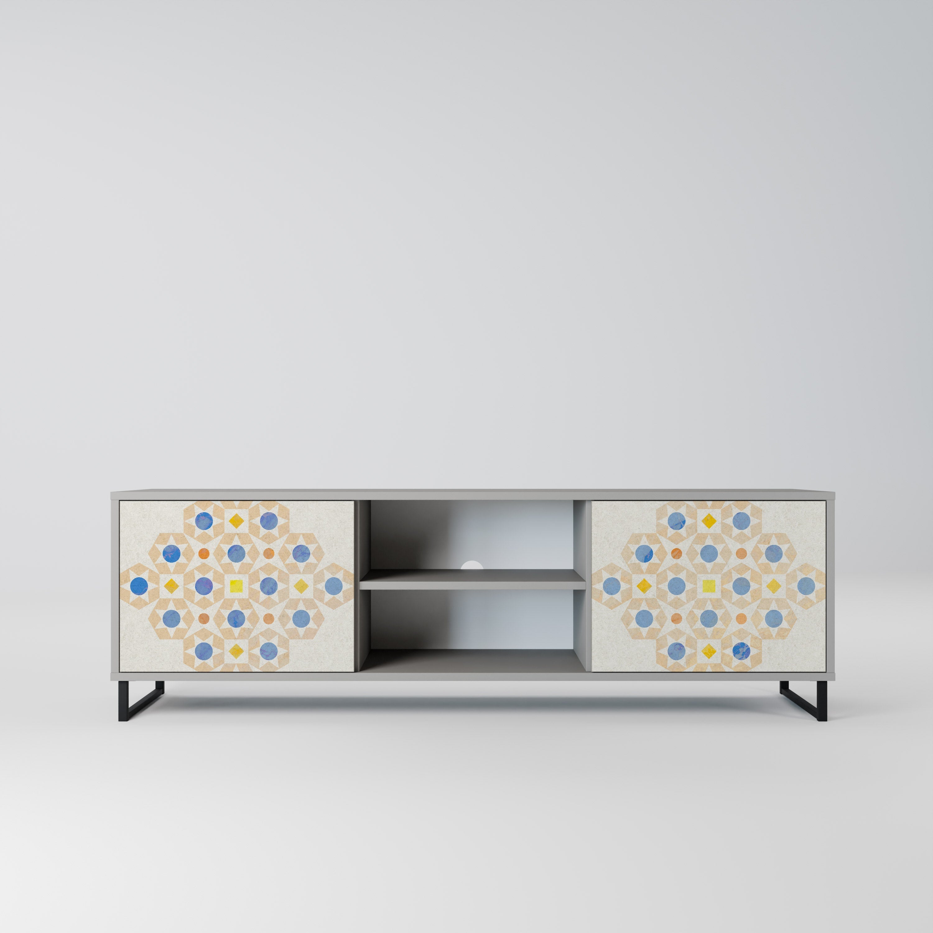 PATTERNED PRISM 2-Door TV Stand in Grey Finish