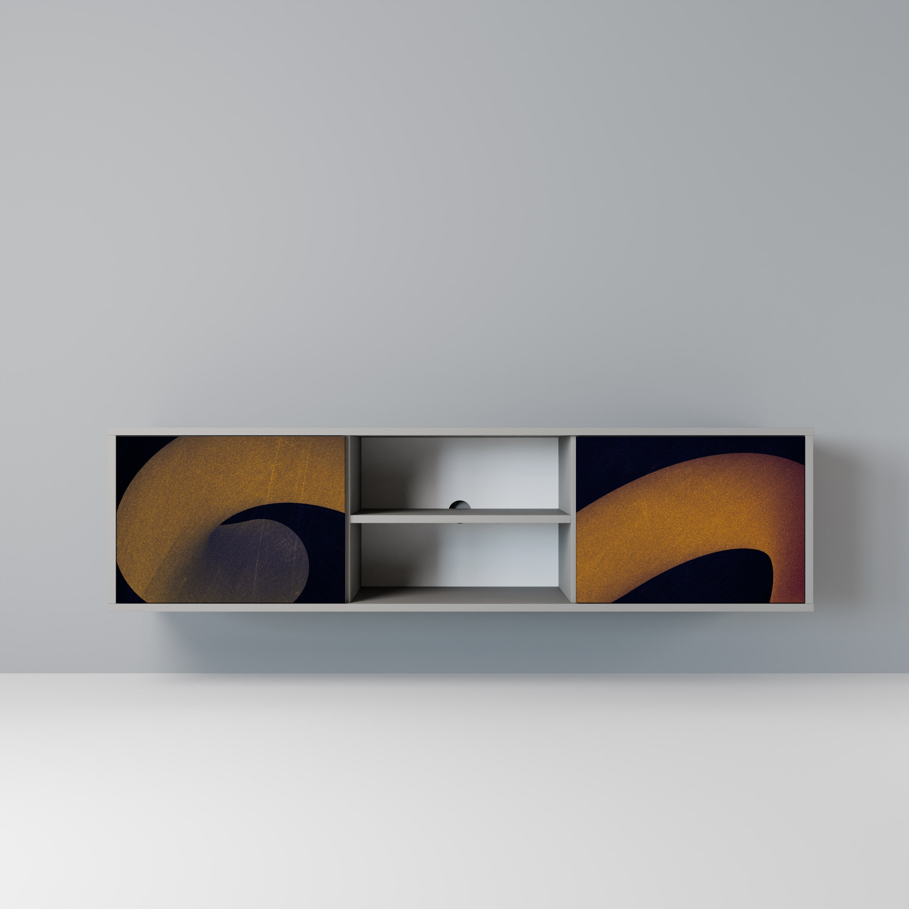 HOLLOW TIME 2-Door TV Stand in Grey Finish