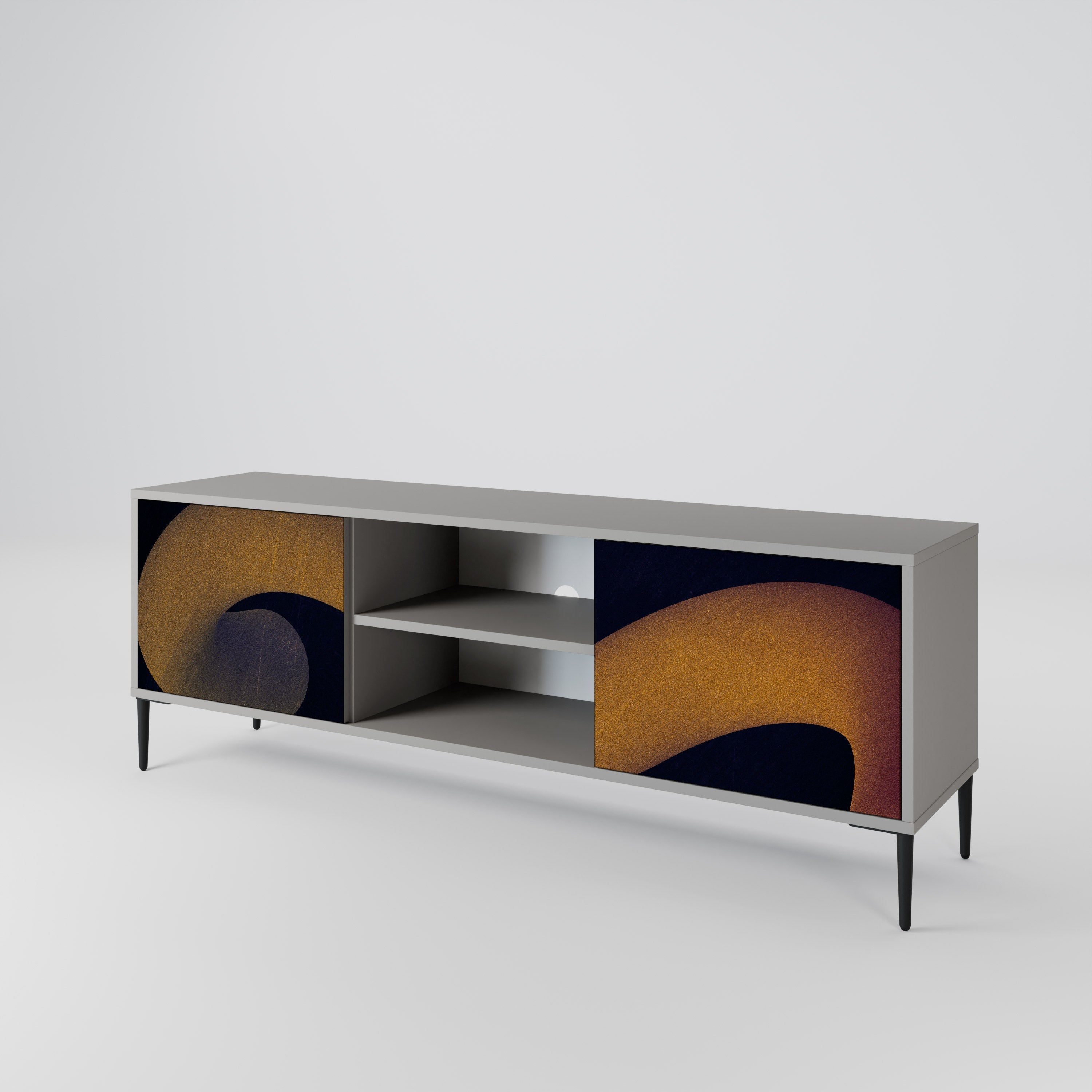 HOLLOW TIME 2-Door TV Stand in Grey Finish