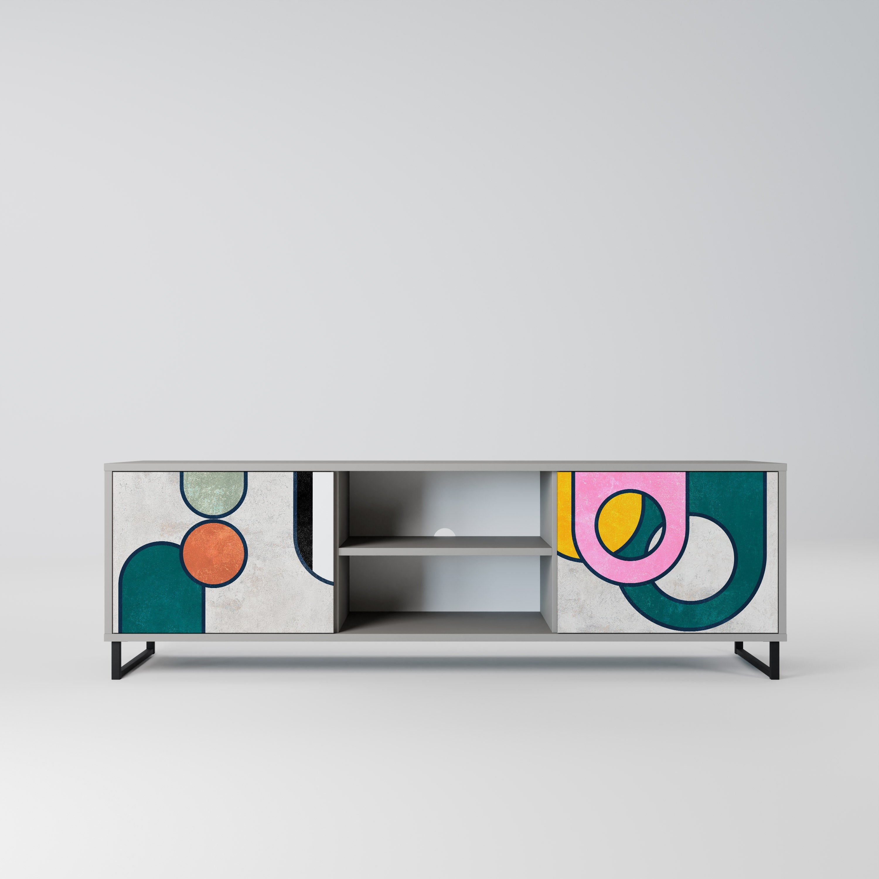 COOL STORY 2-Door TV Stand in Grey Finish