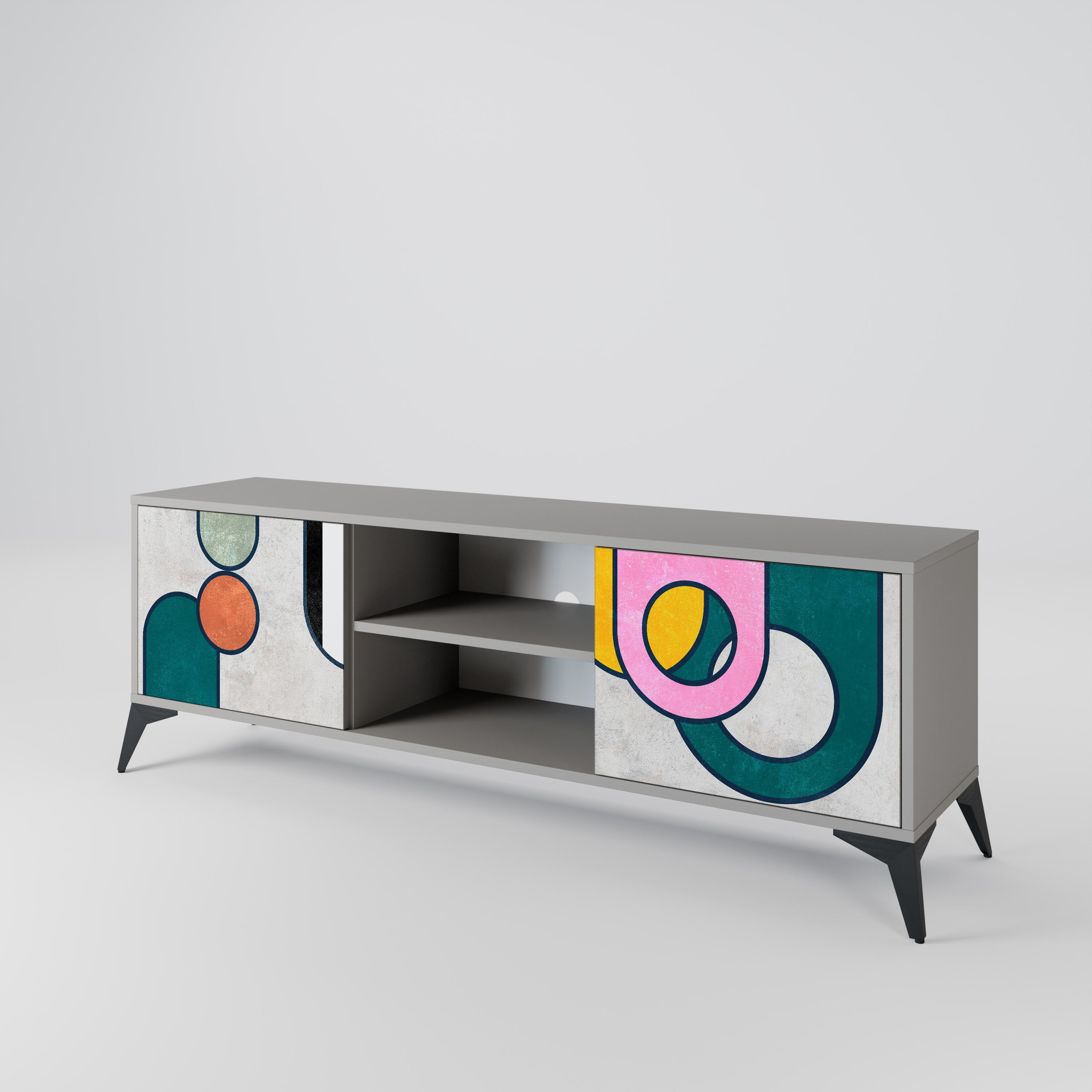 COOL STORY 2-Door TV Stand in Grey Finish