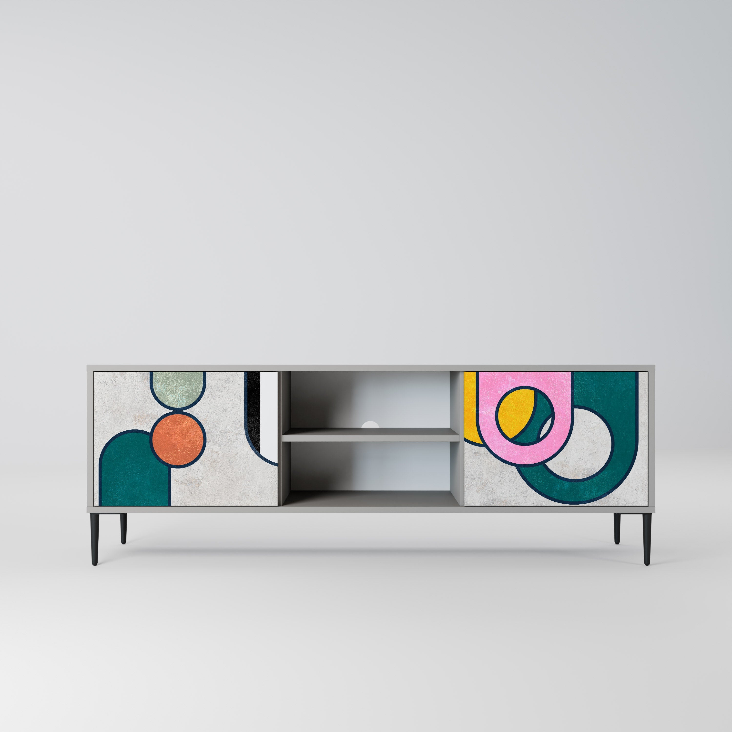 COOL STORY 2-Door TV Stand in Grey Finish