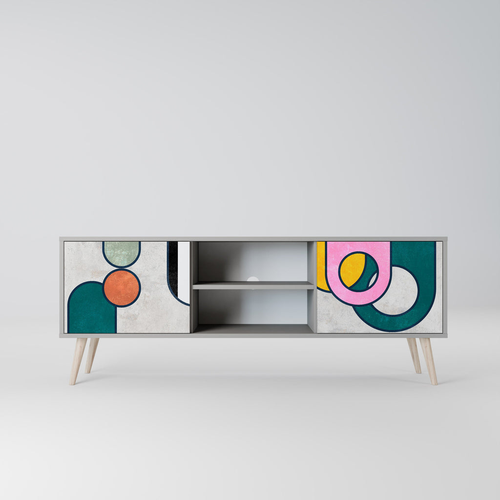 COOL STORY 2-Door TV Stand in Grey Finish