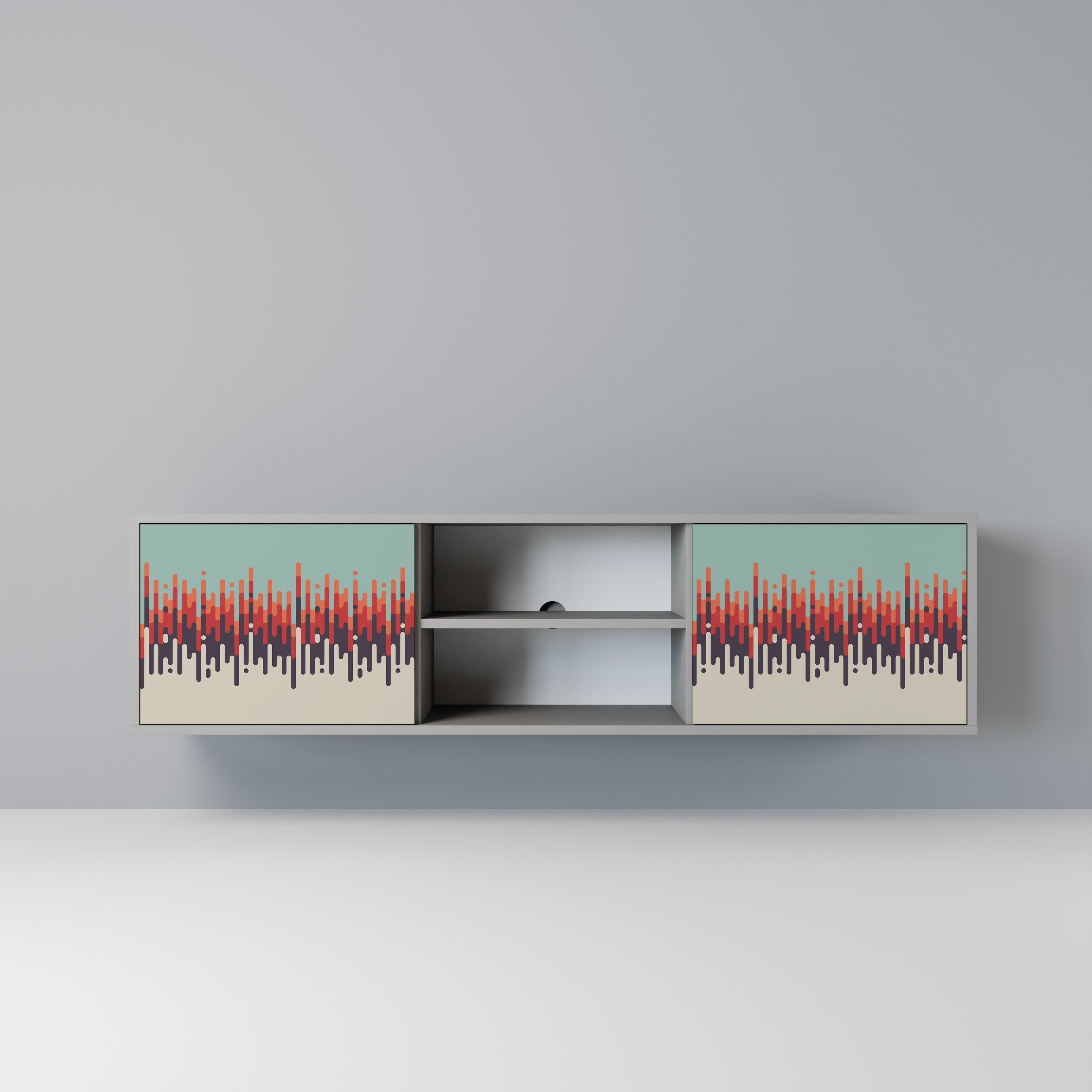 CHROMA CONTOURS 2-Door TV Stand in Grey Finish