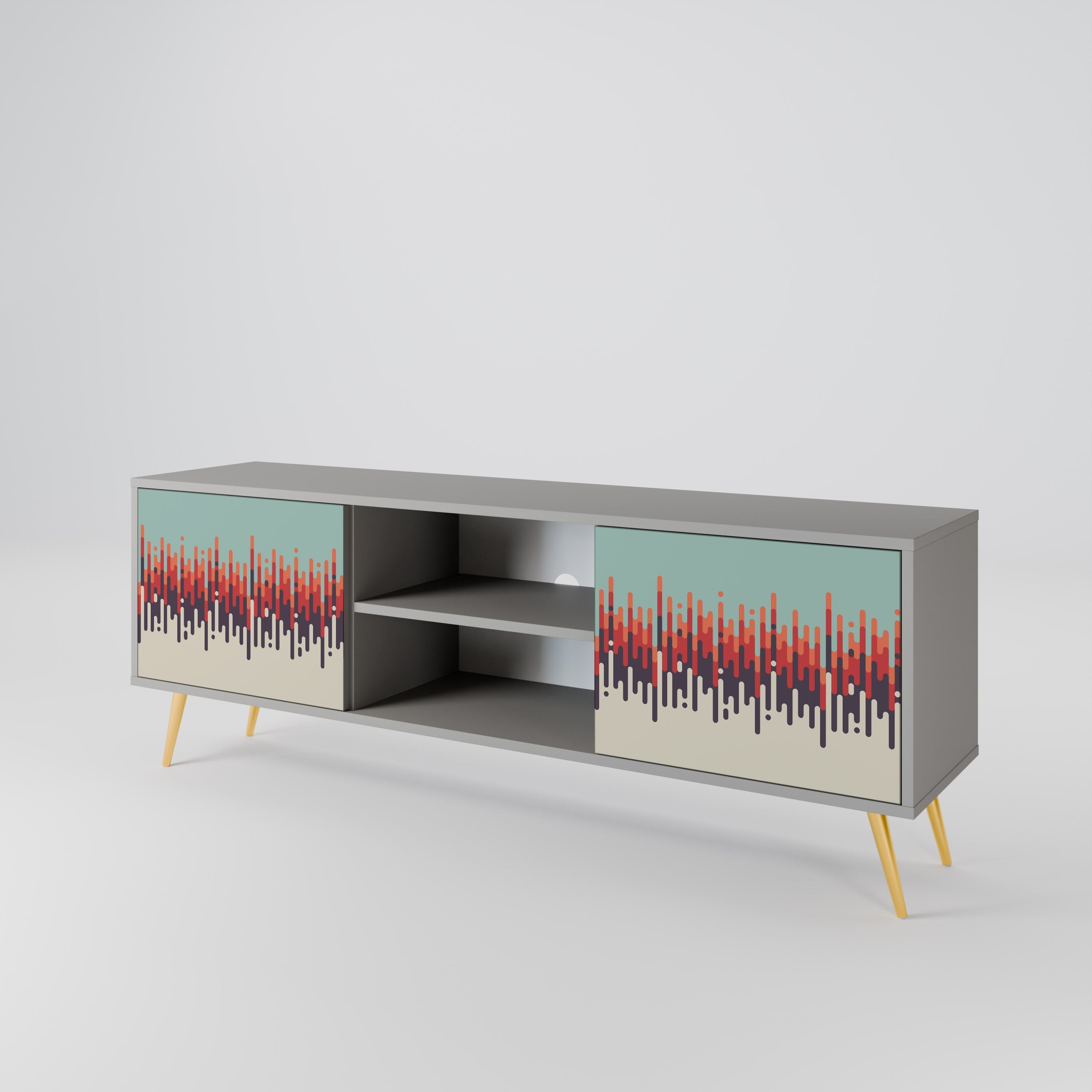 CHROMA CONTOURS 2-Door TV Stand in Grey Finish