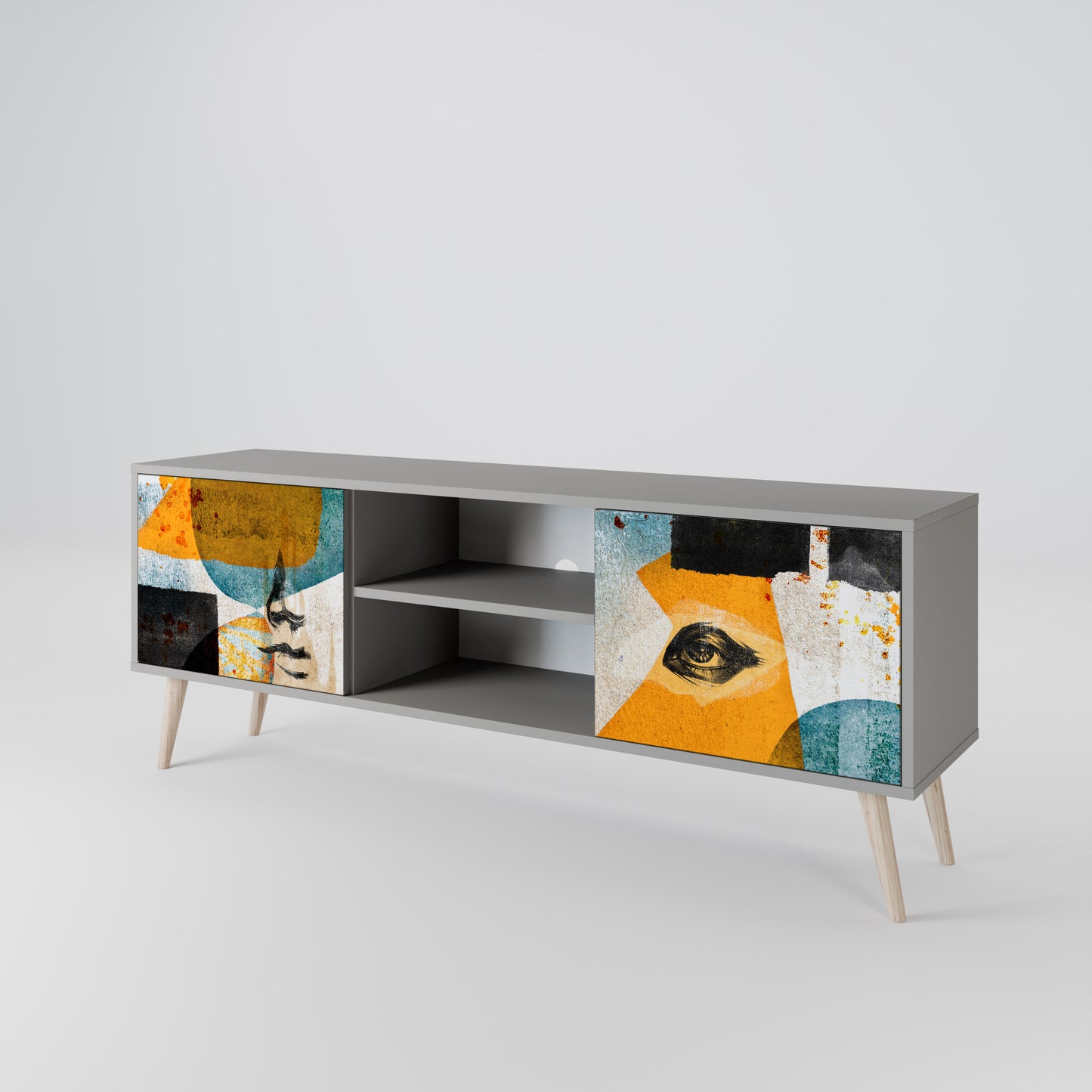 ABSTRACT FACES 2-Door TV Cabinet