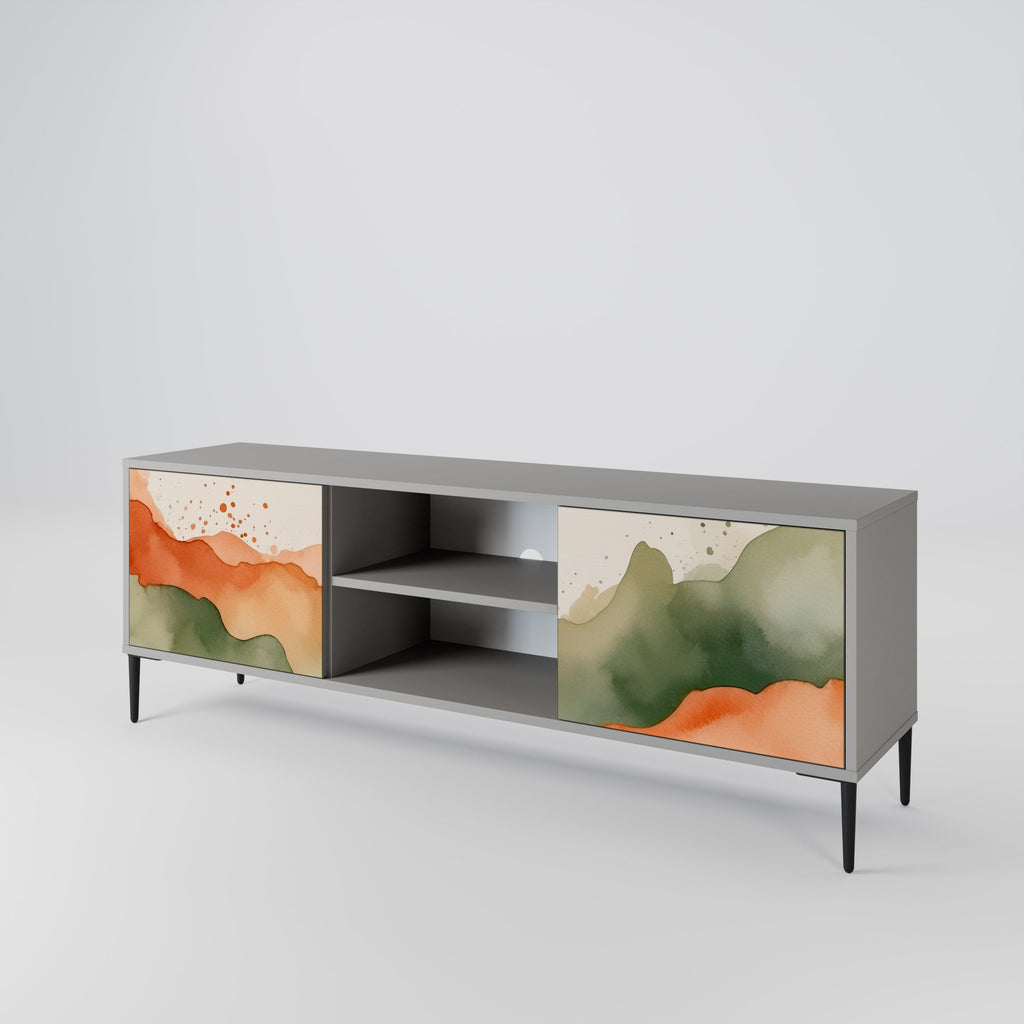 WATERCOLOUR PEAKS 2-Door TV Stand in Grey Finish