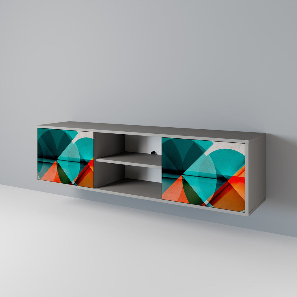 CIRCULAR RHAPSODY 2-Door TV Stand in Grey Finish