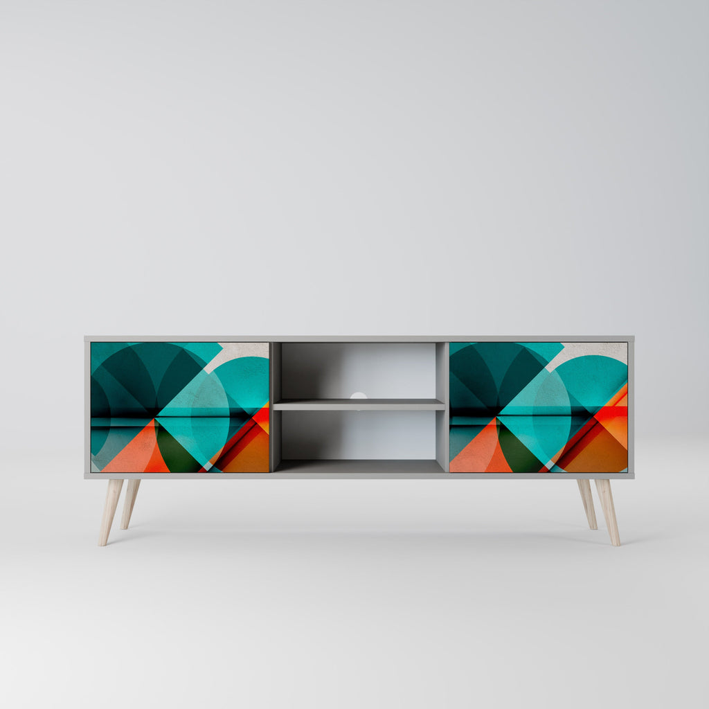 CIRCULAR RHAPSODY 2-Door TV Stand in Grey Finish