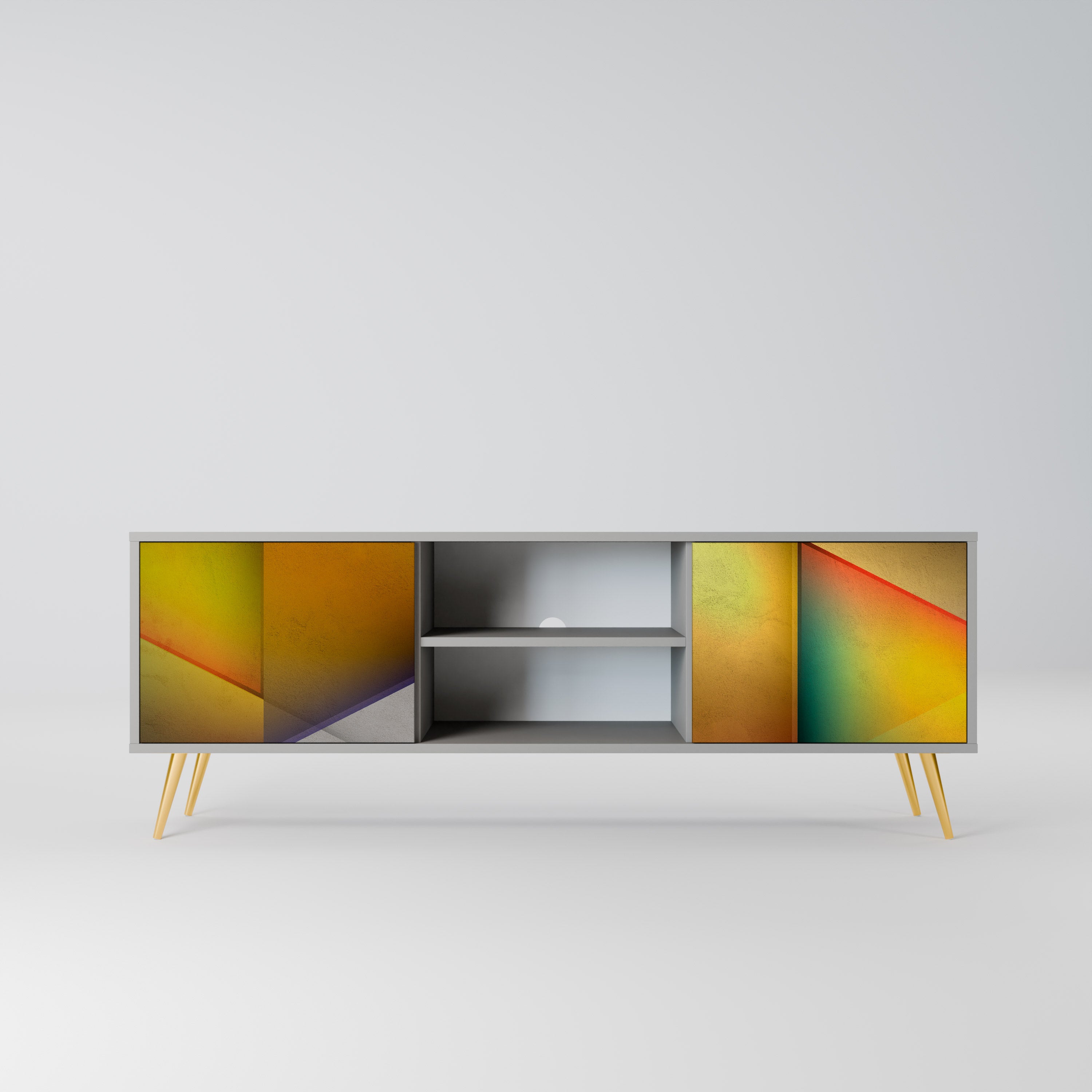 PIERCING SHARPNESS 2-Door TV Stand in Grey Finish