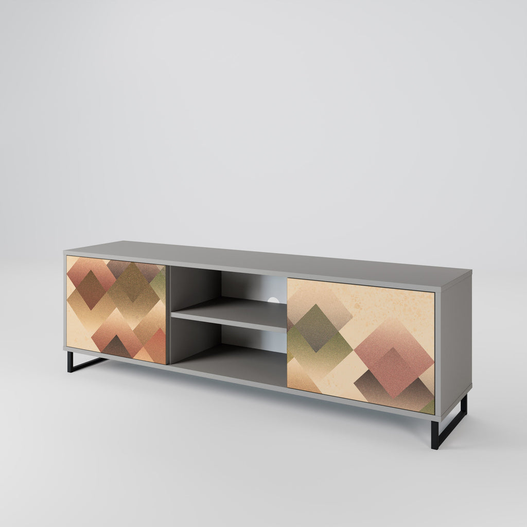 GEOMETRIC FUSION 2-Door TV Stand in Grey Finish