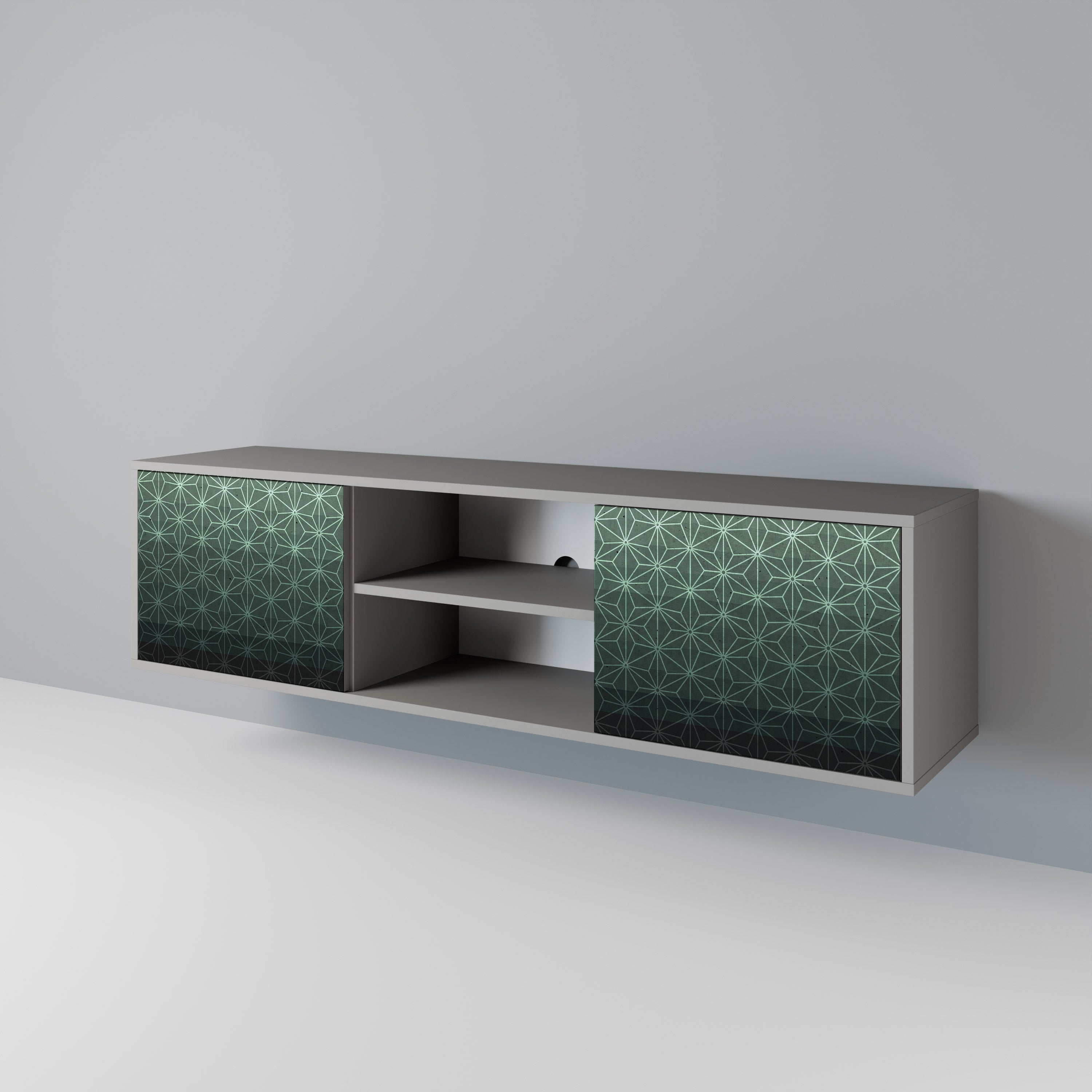 ORNAMENTAL GLIMMER 2-Door TV Stand in Grey Finish