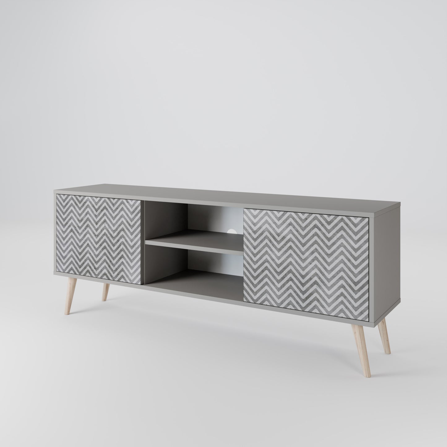 CONCRETE ZIG ZAG 2-Door TV Cabinet