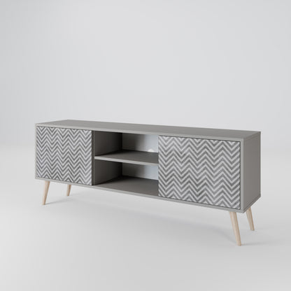 CONCRETE ZIG ZAG 2-Door TV Cabinet