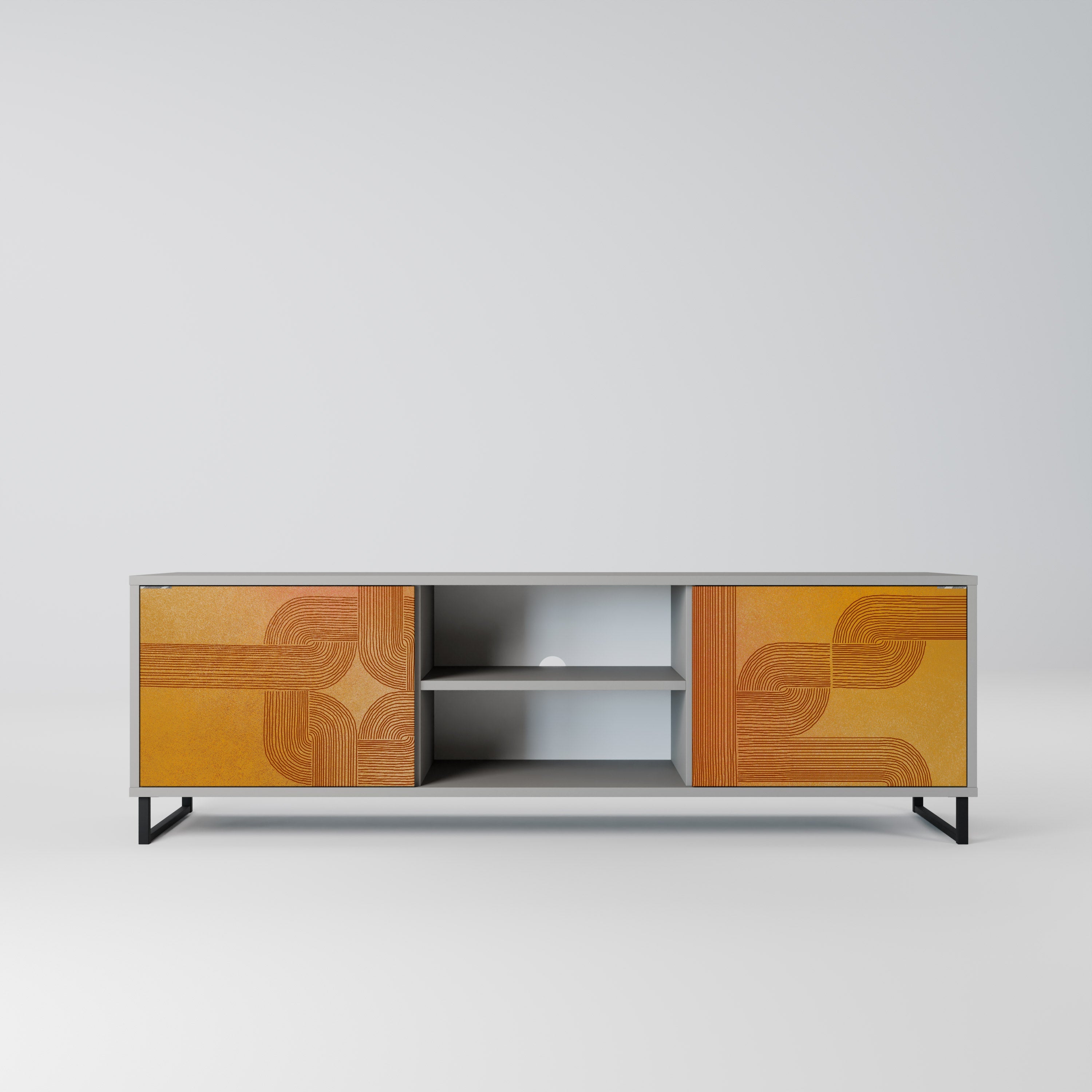 STRENGTHENING RELATION 2-Door TV Stand in Grey Finish