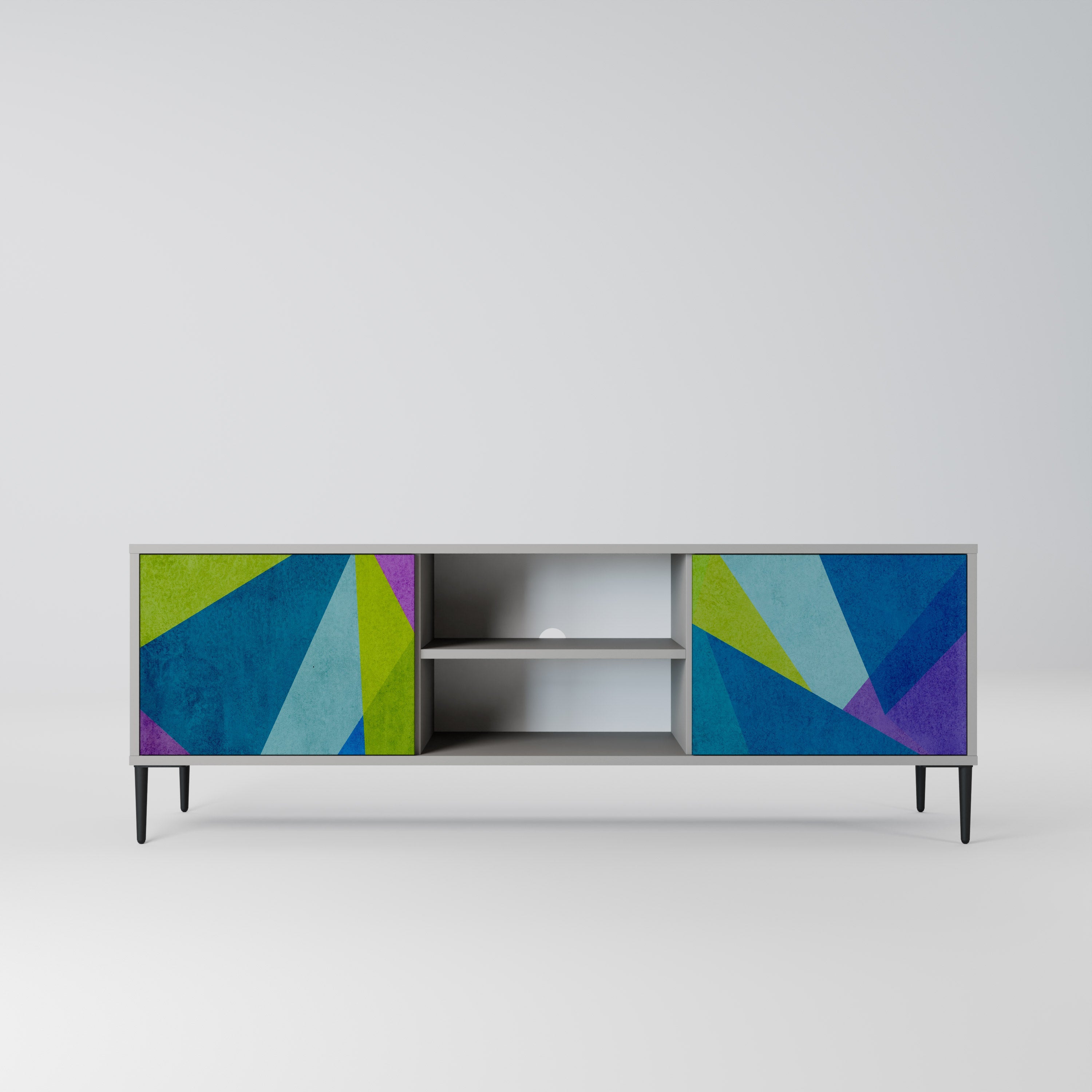 COLD SHOWCASE 2-Door TV Stand in Grey Finish