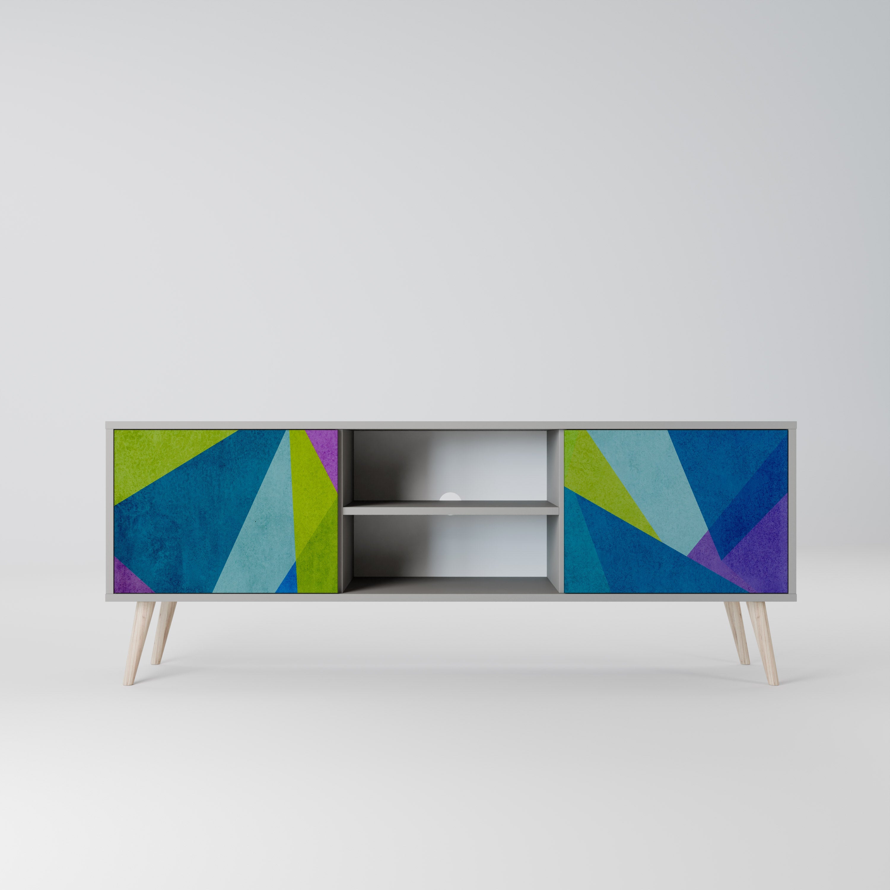 COLD SHOWCASE 2-Door TV Stand in Grey Finish