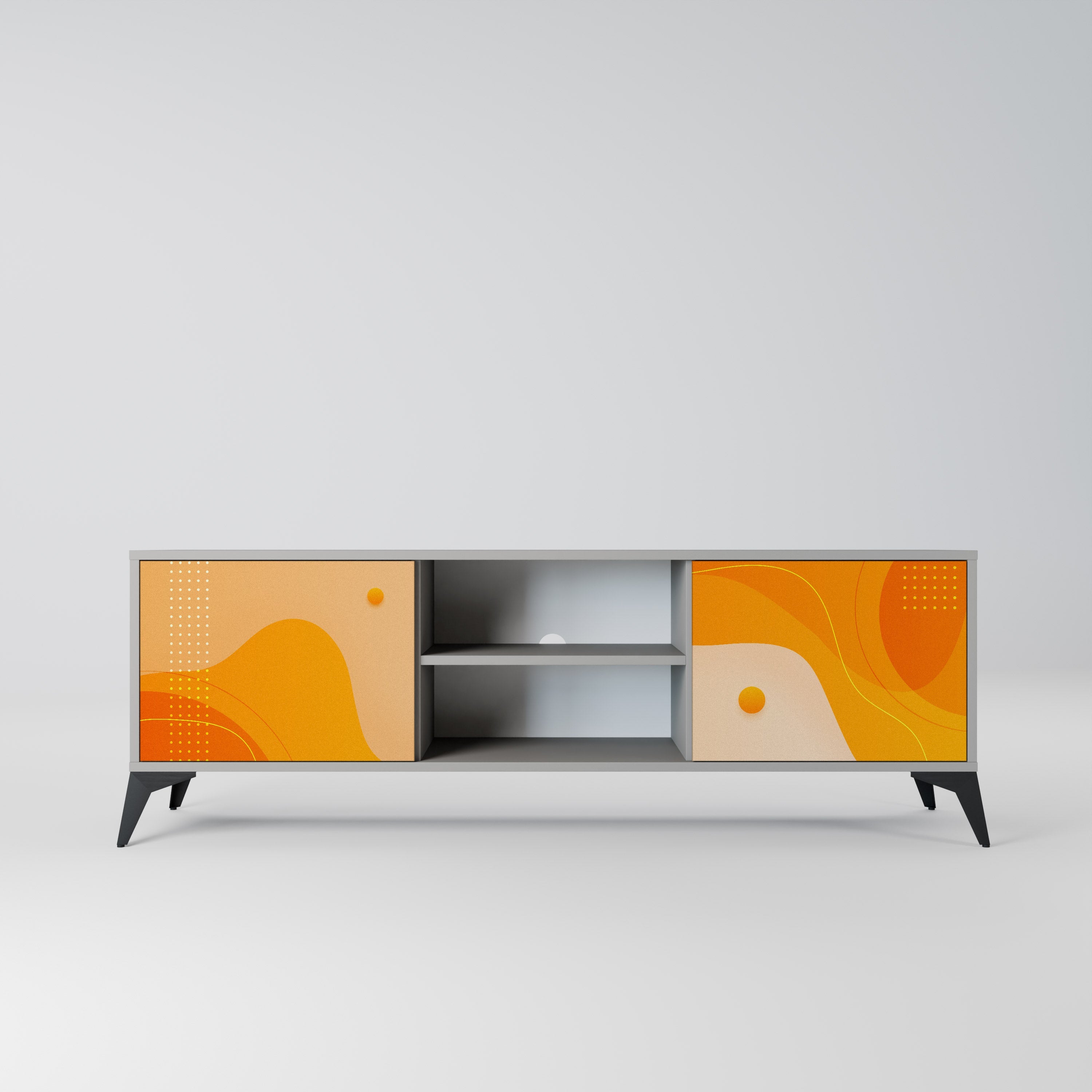 ORANGE ARRANGEMENT 2-Door TV Stand in Grey Finish
