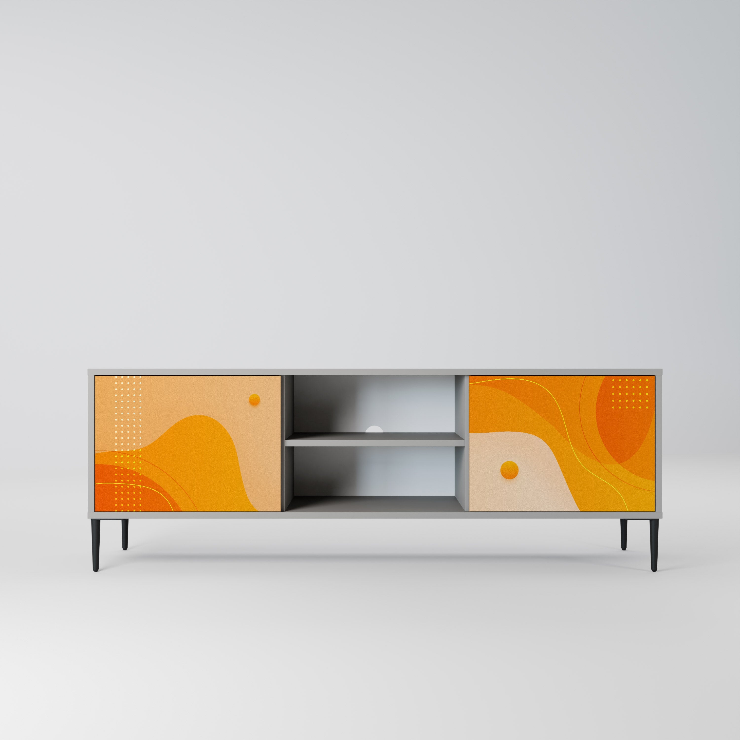 ORANGE ARRANGEMENT 2-Door TV Stand in Grey Finish
