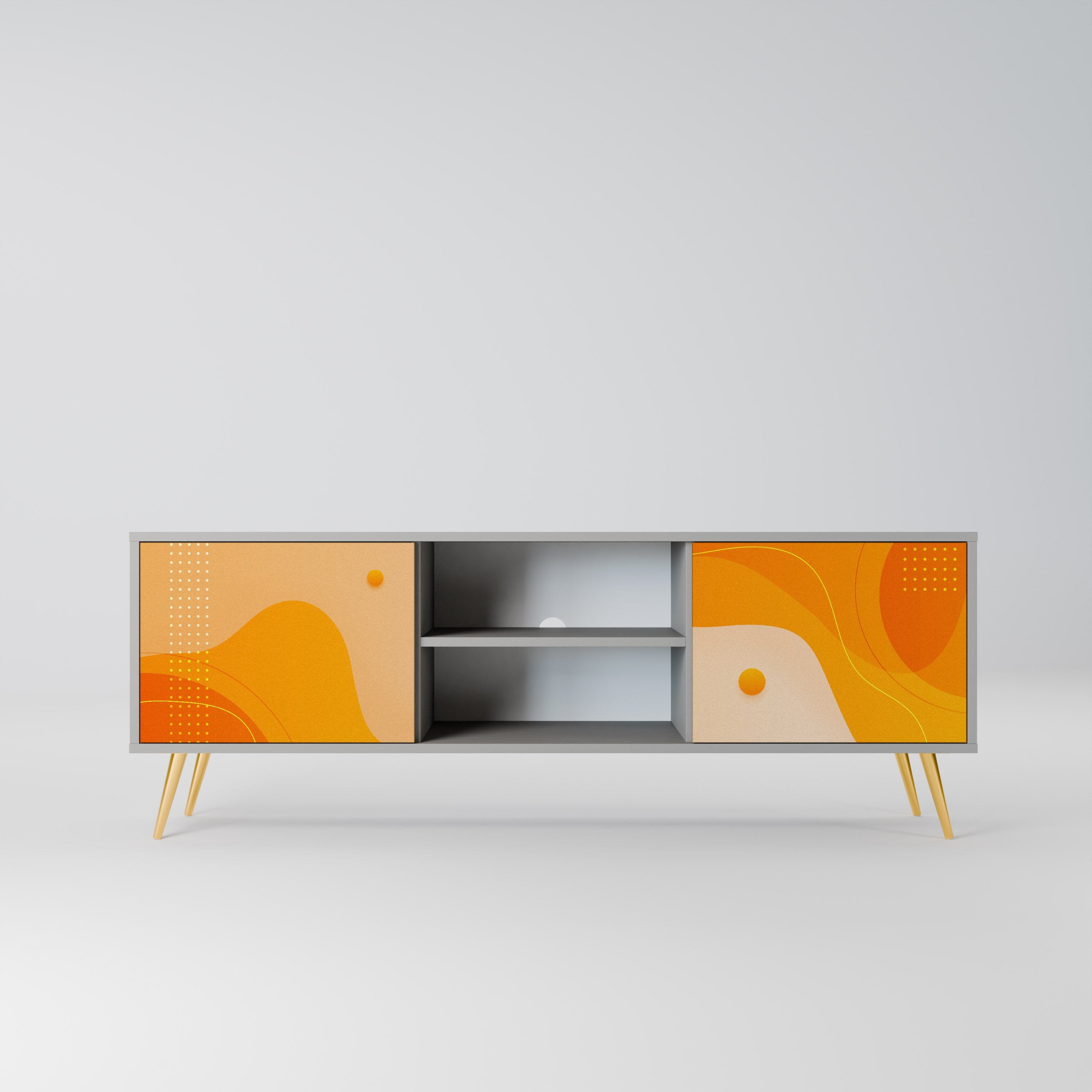 ORANGE ARRANGEMENT 2-Door TV Stand in Grey Finish