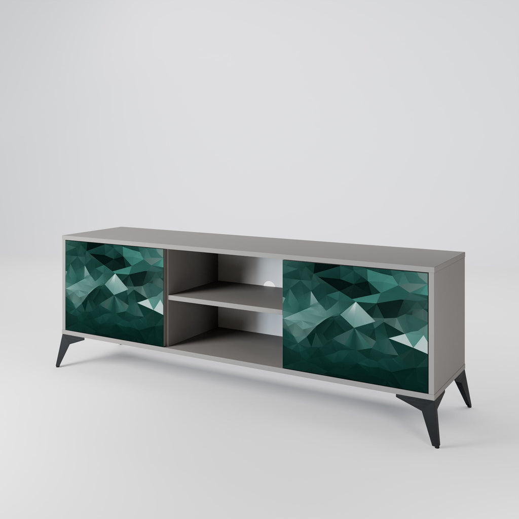 POLYGONAL FLOATING 2-Door TV Stand in Grey Finish