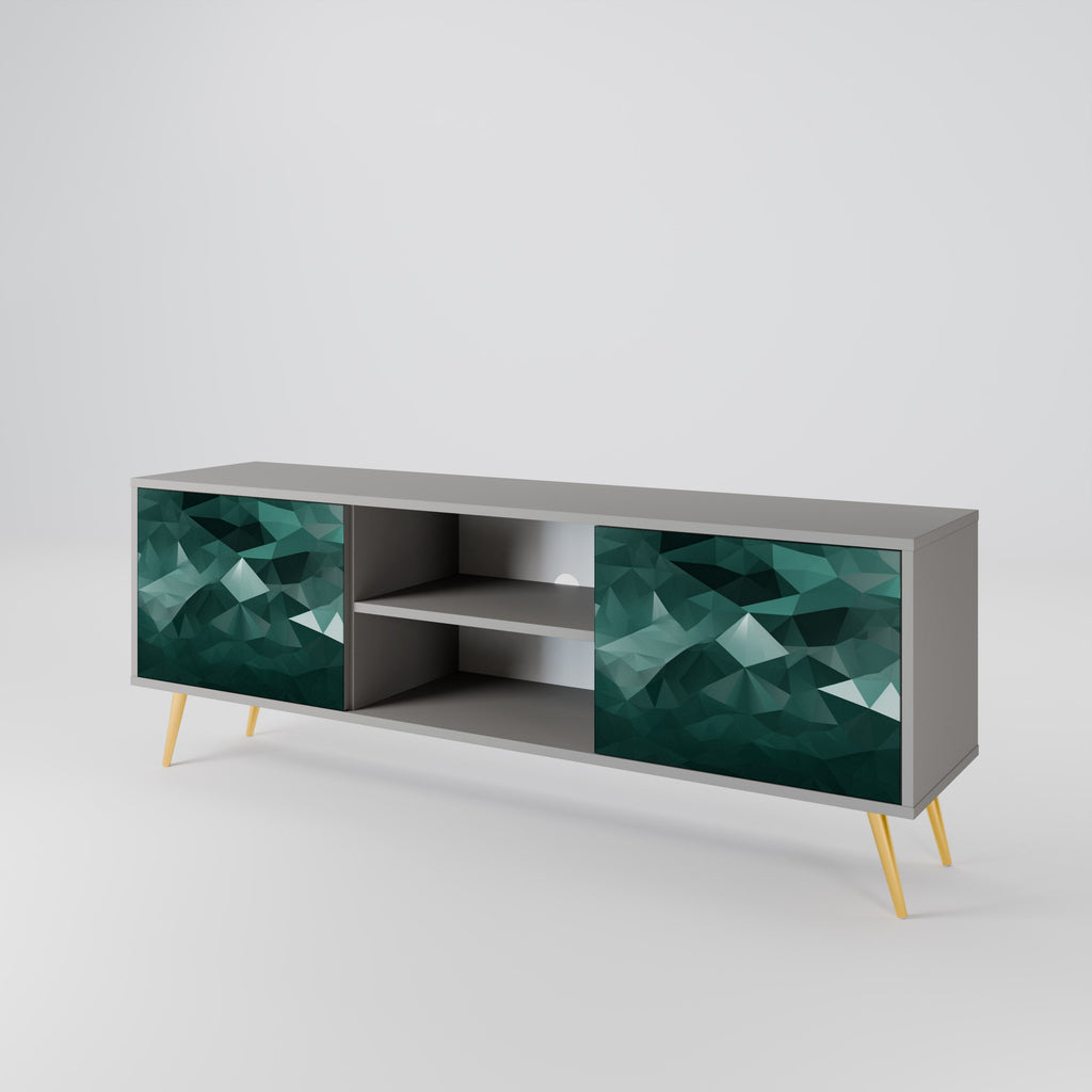 POLYGONAL FLOATING 2-Door TV Stand in Grey Finish