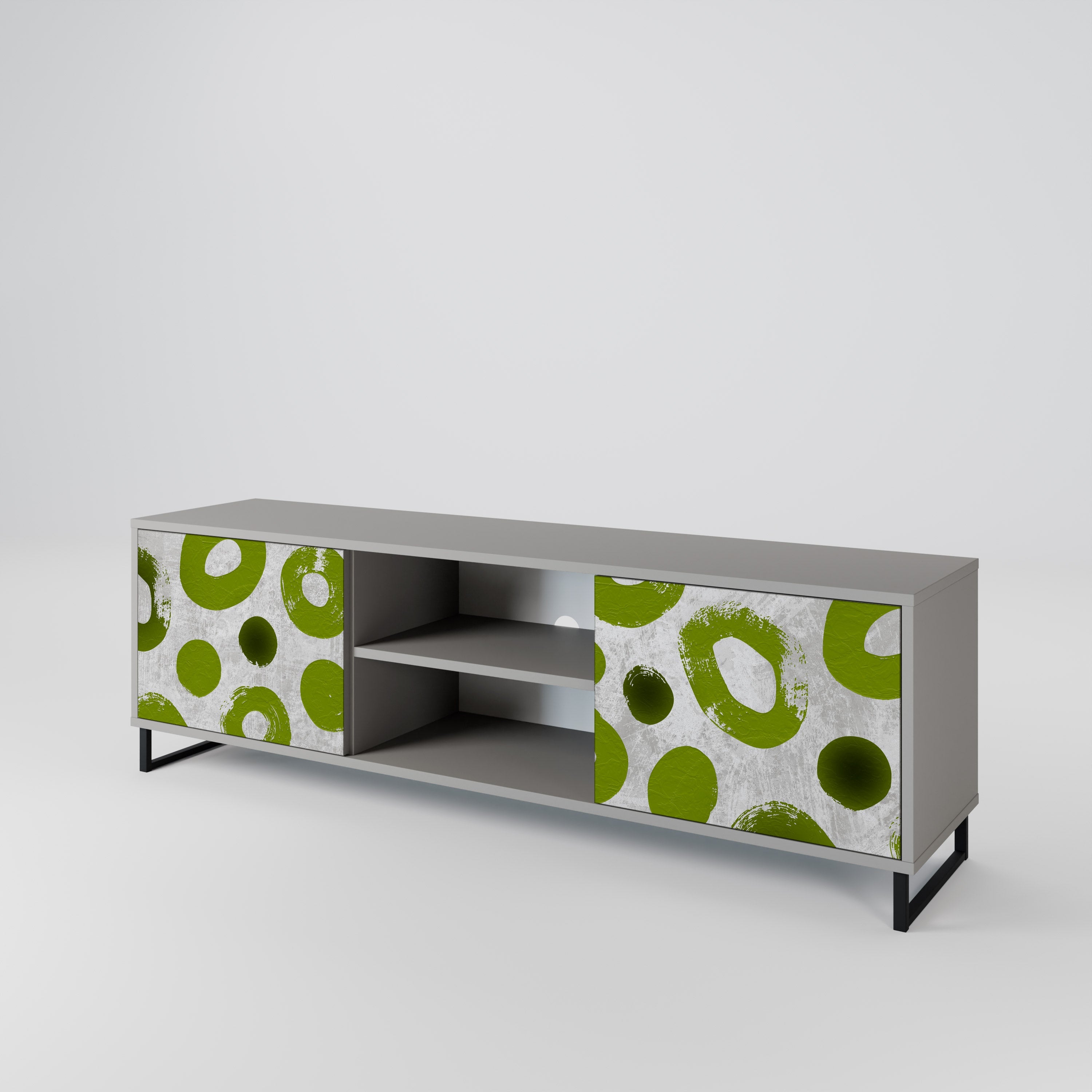 GREEN RHAPSODY 2-Door TV Stand in Grey Finish